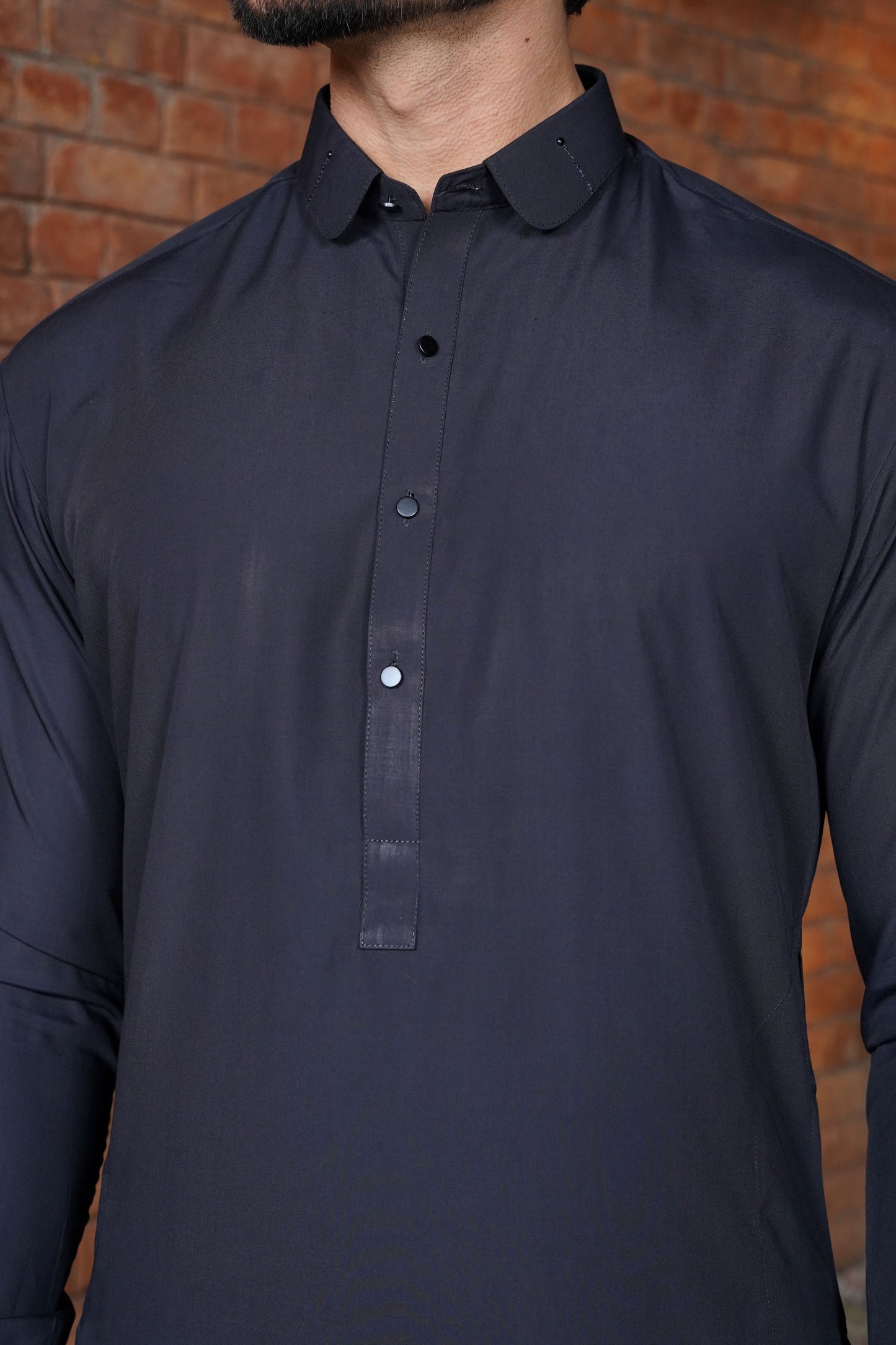 Navy Blue Detailing Collar Kameez Shalwar