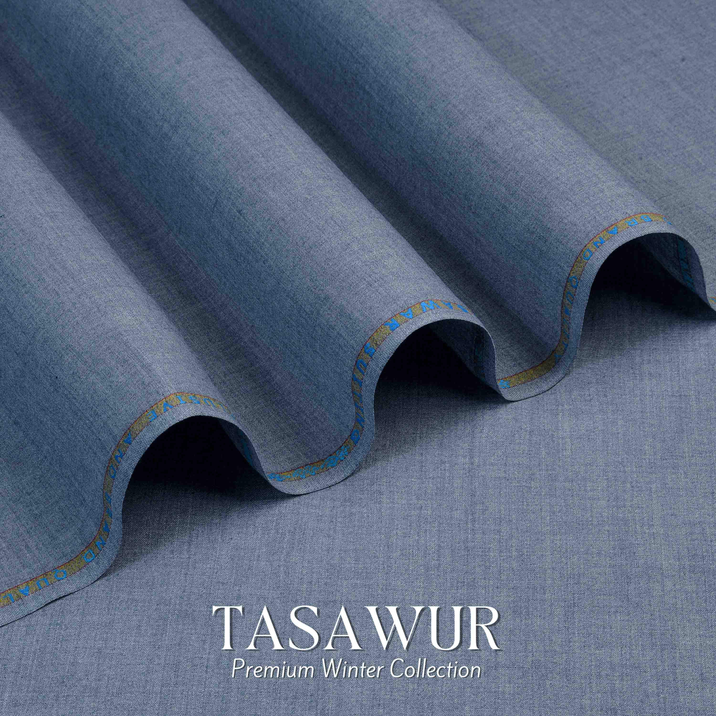 Tasawur Suiting - Premium Winter Fabric - Silver Blue