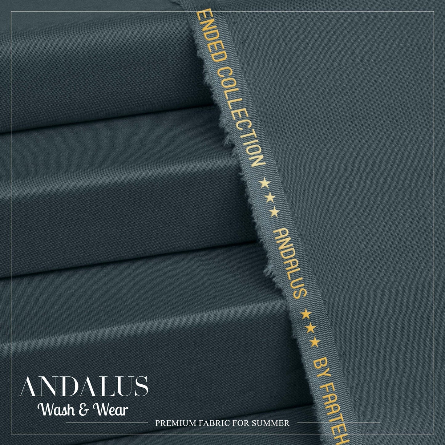Blue Gray - Andalus - Wash & Wear Fabric - Faateh Store