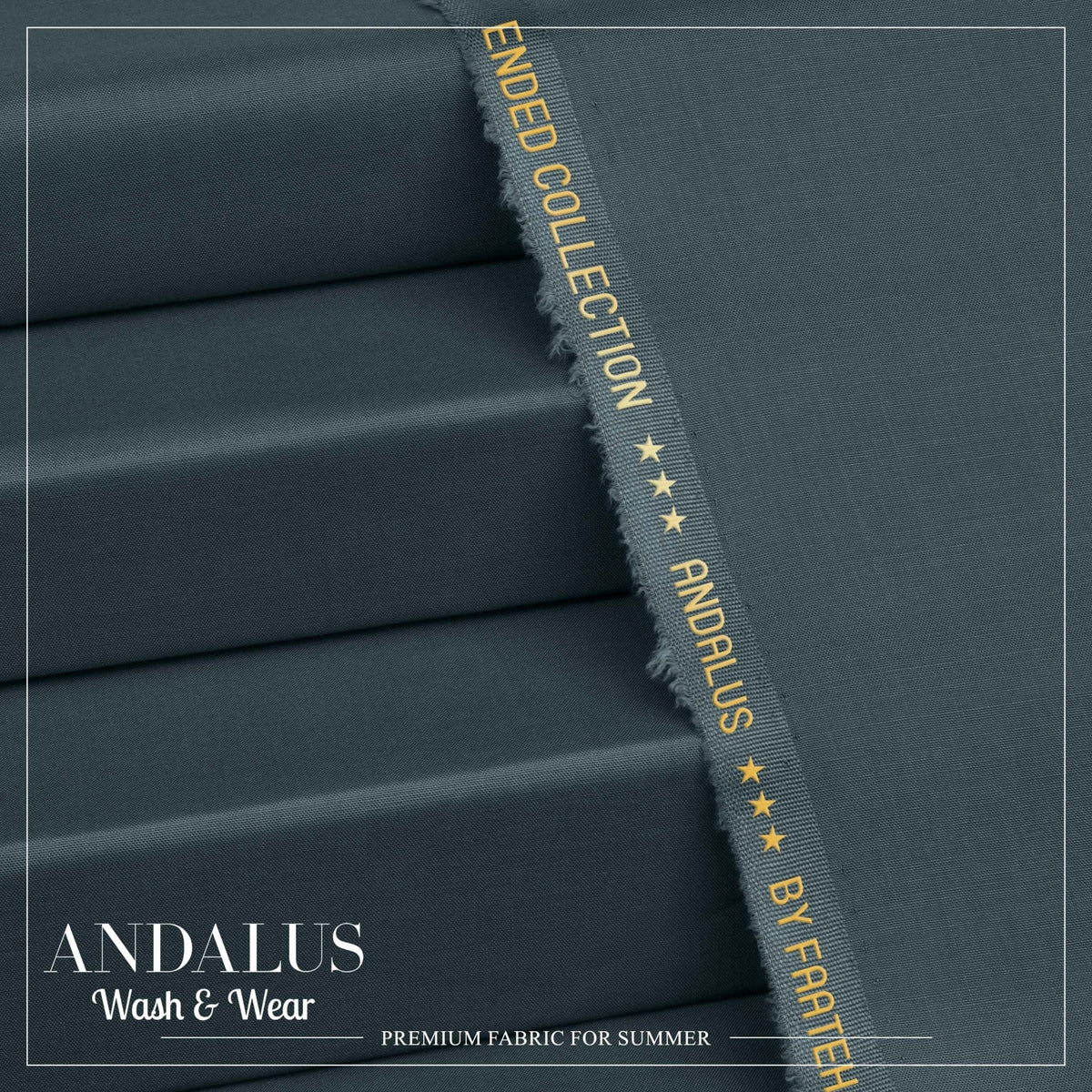 Blue Gray - Andalus - Wash & Wear Fabric - Faateh Store