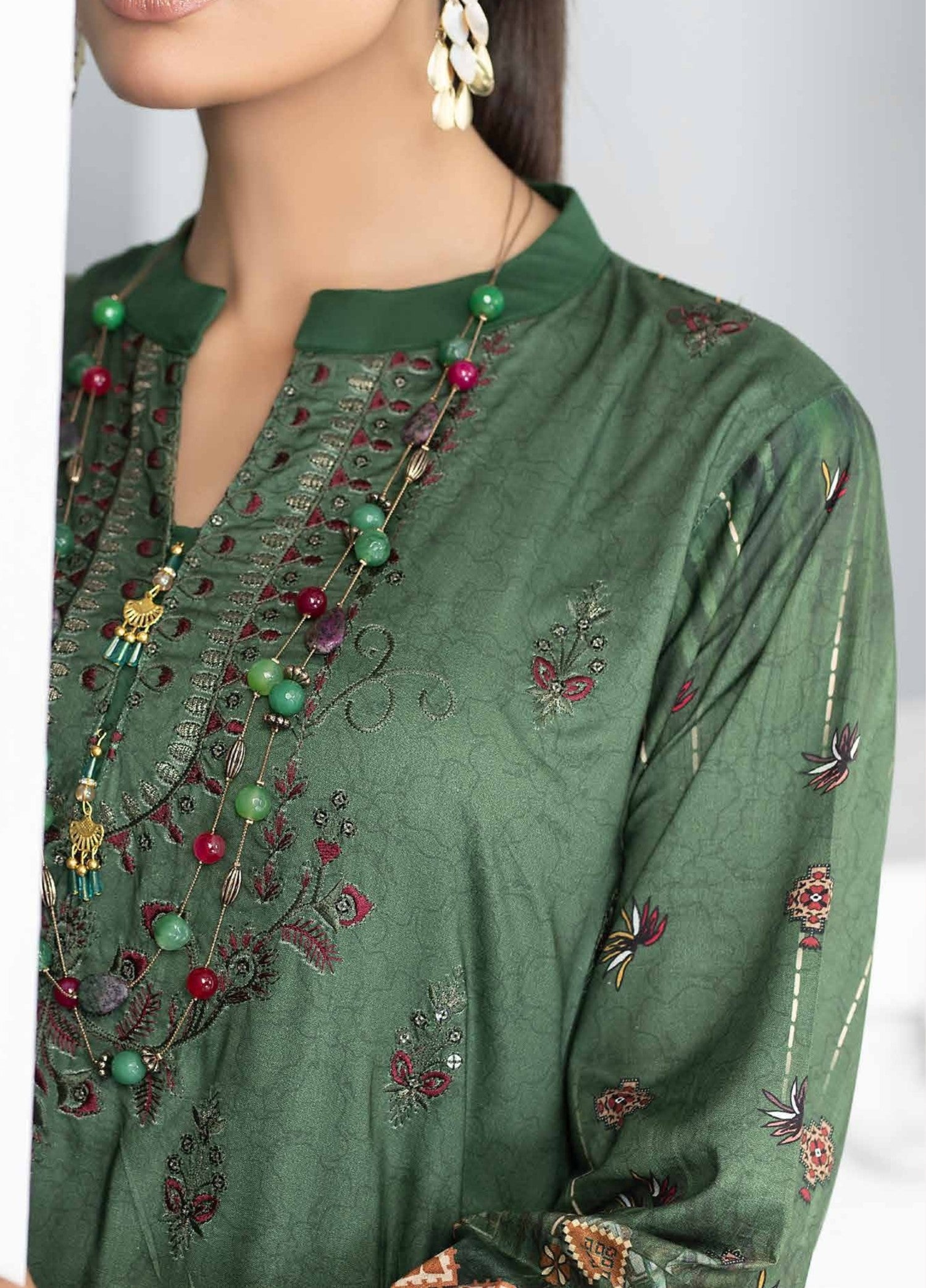 Hazel Green - Embroidered Luxury Linen 3PC - Unstitched