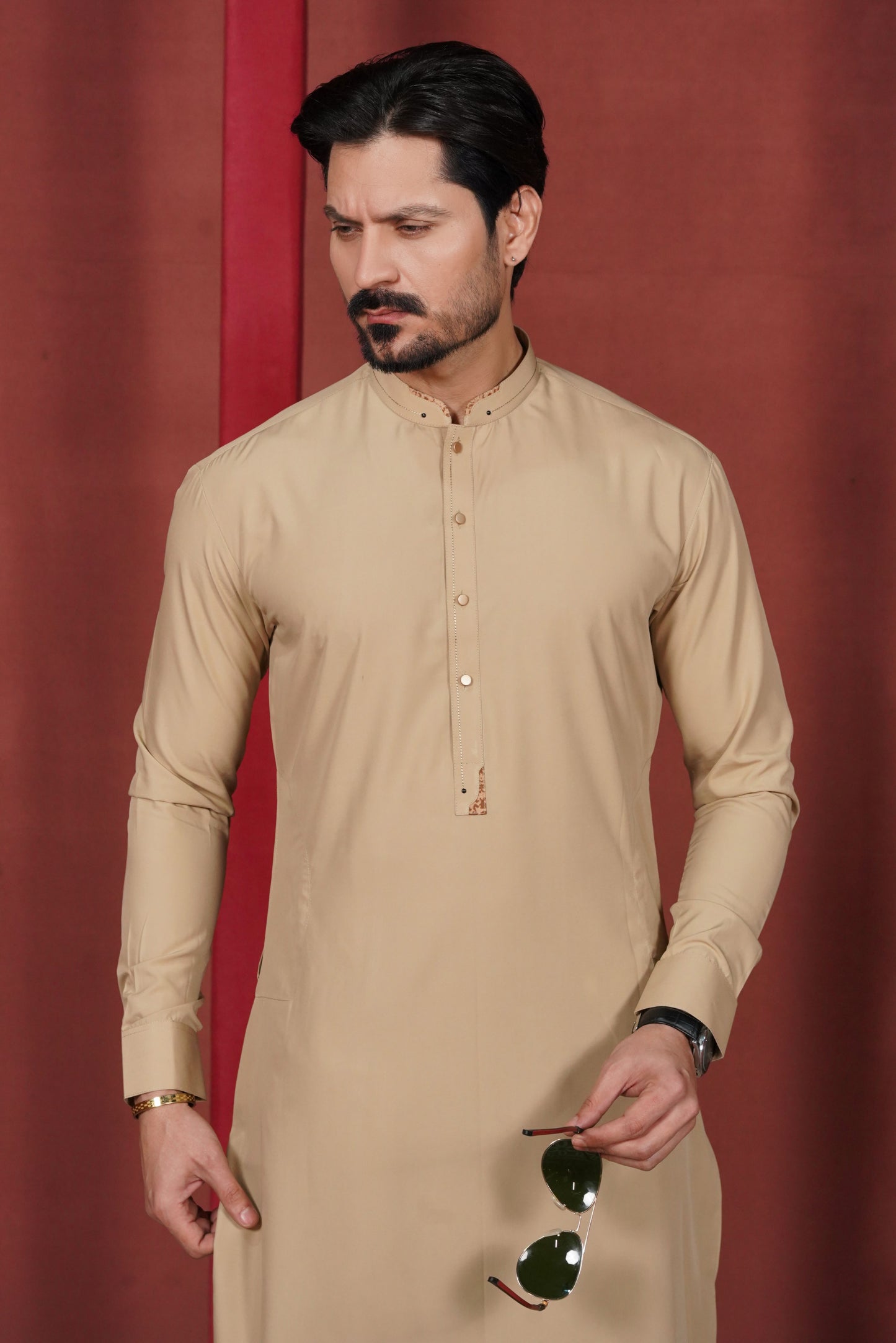 Beige Signature Detailing Kameez Shalwar