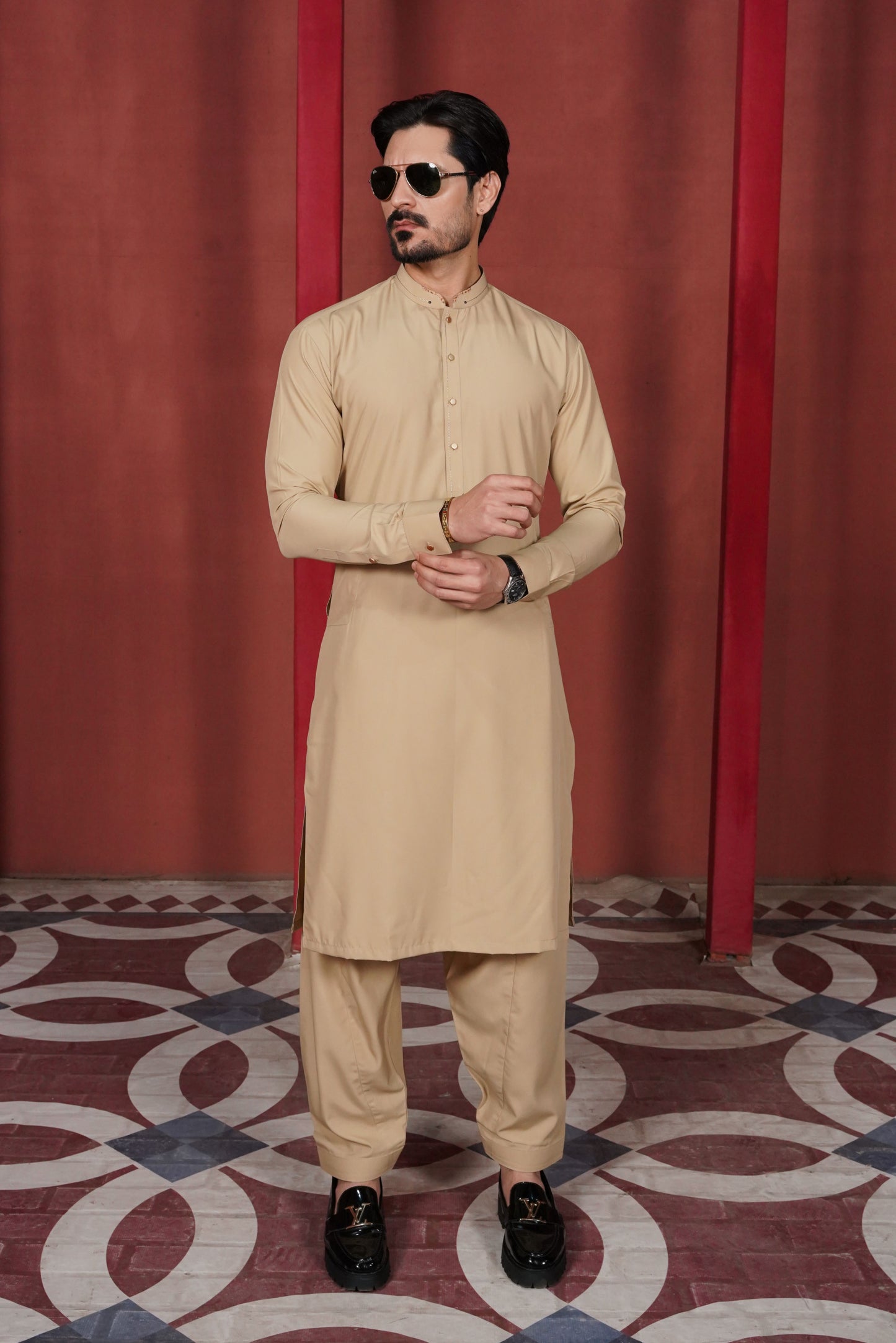 Beige Signature Detailing Kameez Shalwar