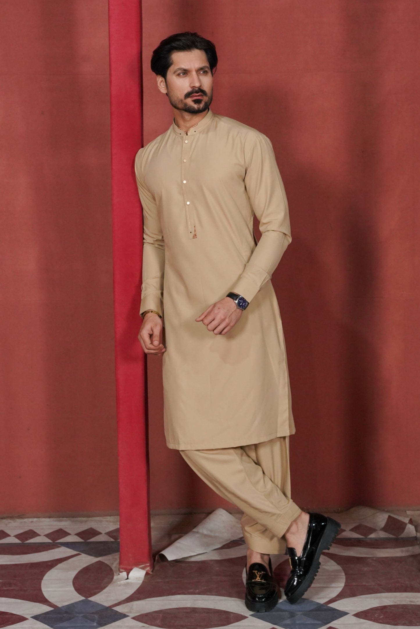 Beige Signature Detailing Kameez Shalwar