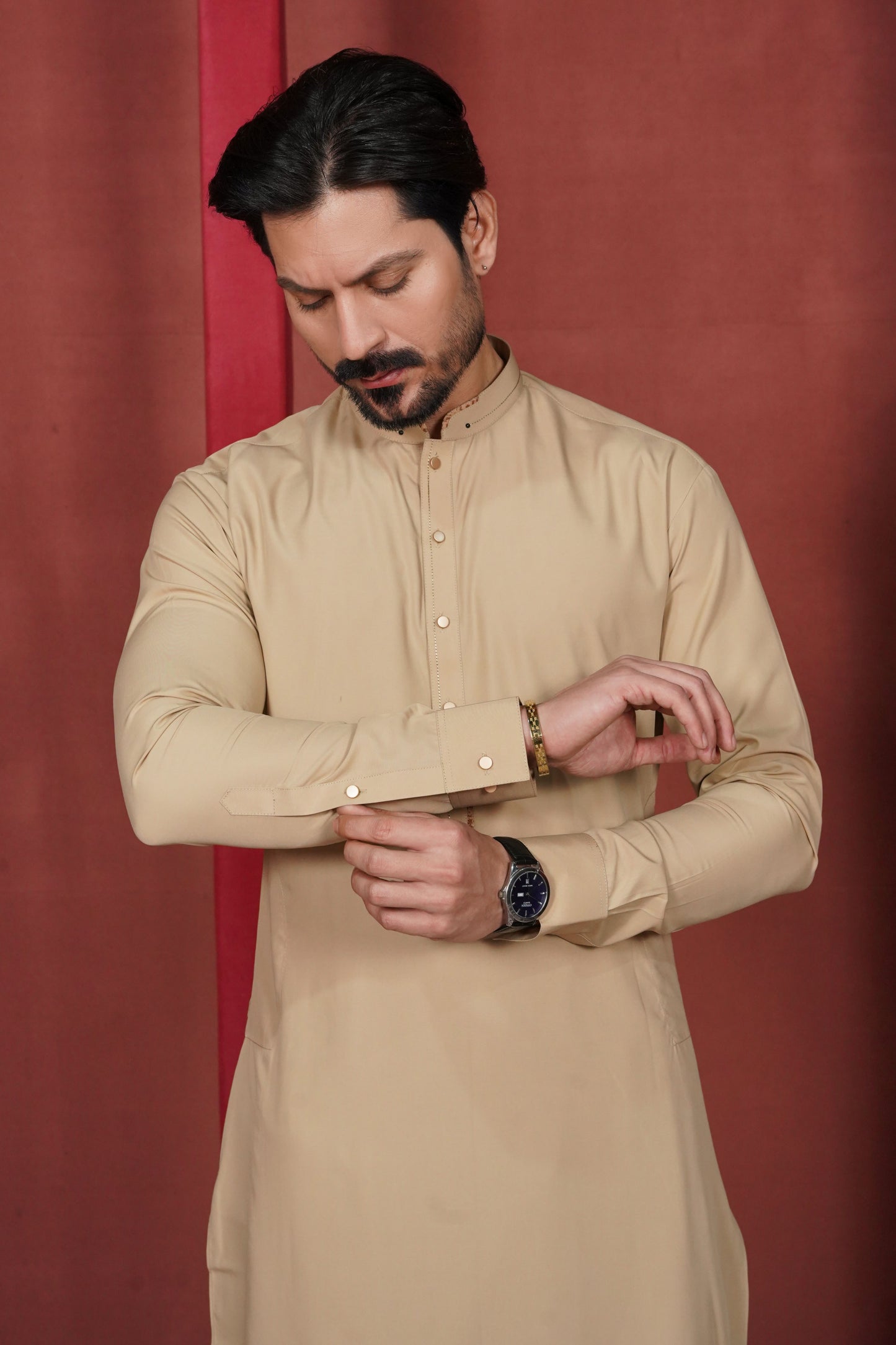 Beige Signature Detailing Kameez Shalwar