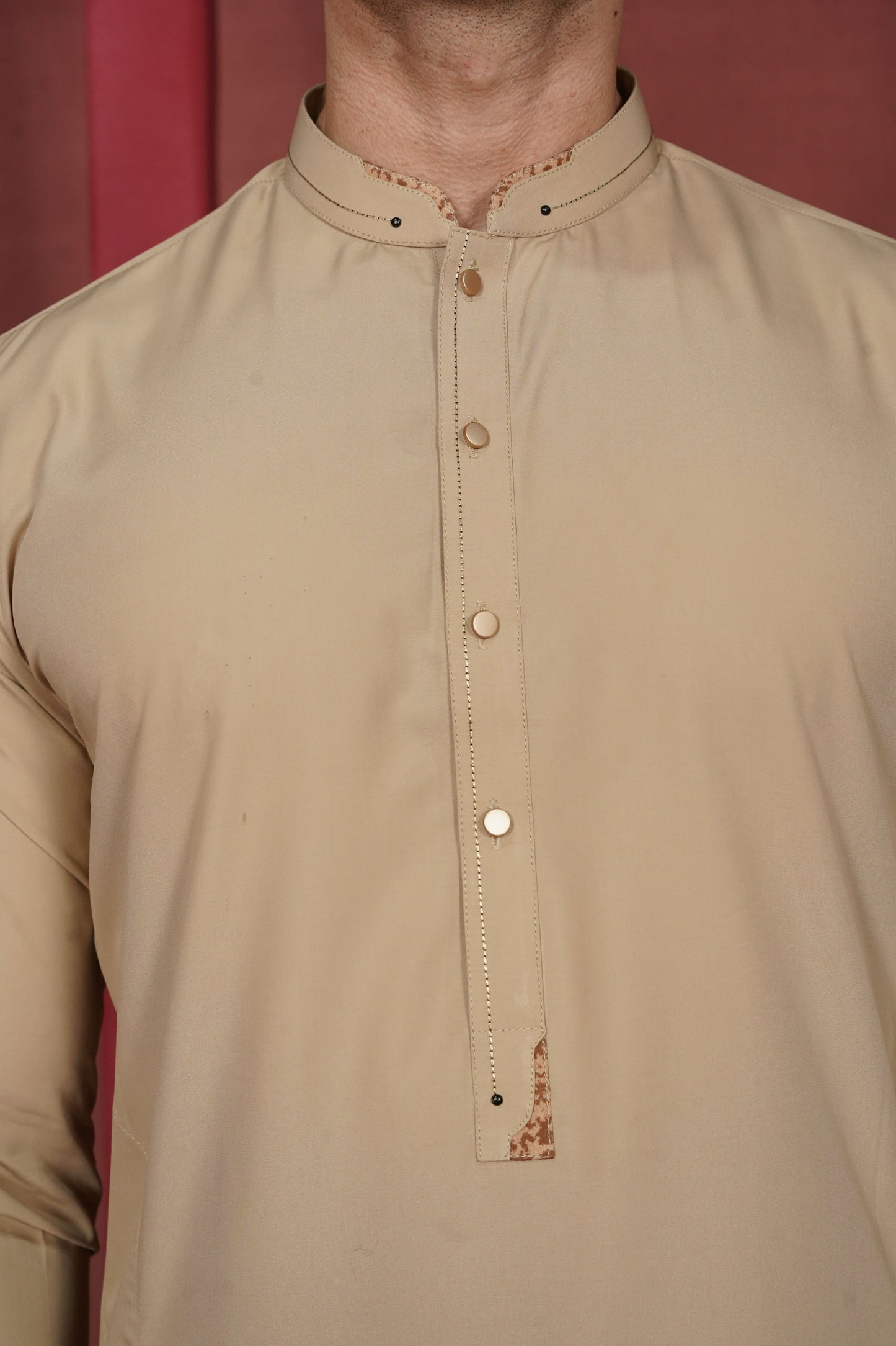 Beige Signature Detailing Kameez Shalwar