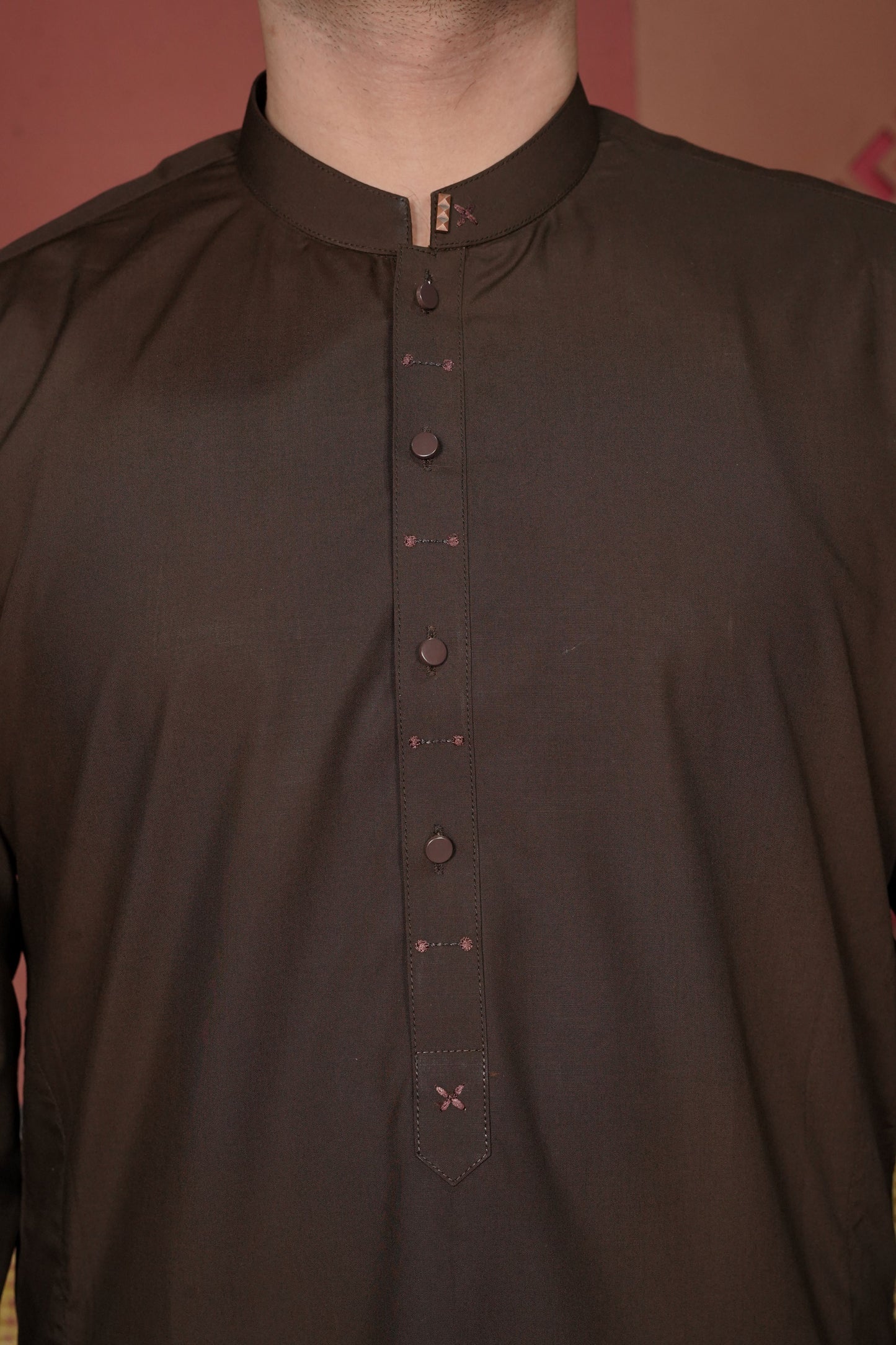 Brown Detailing Kameez Shalwar