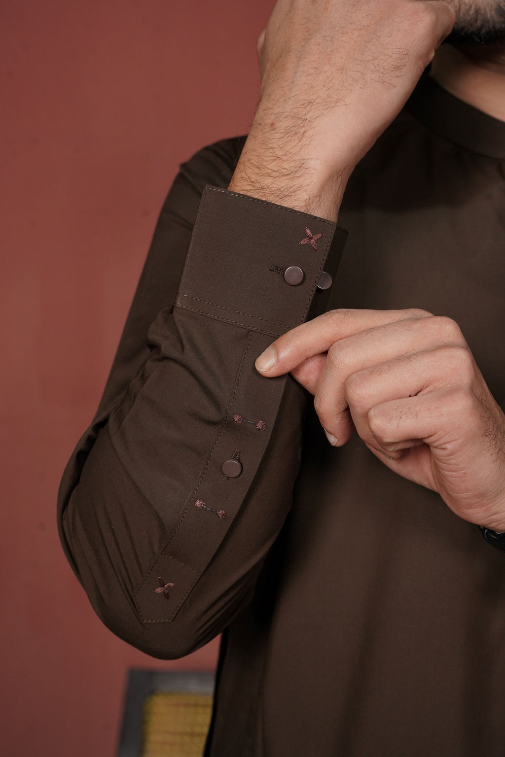 Brown Detailing Kameez Shalwar