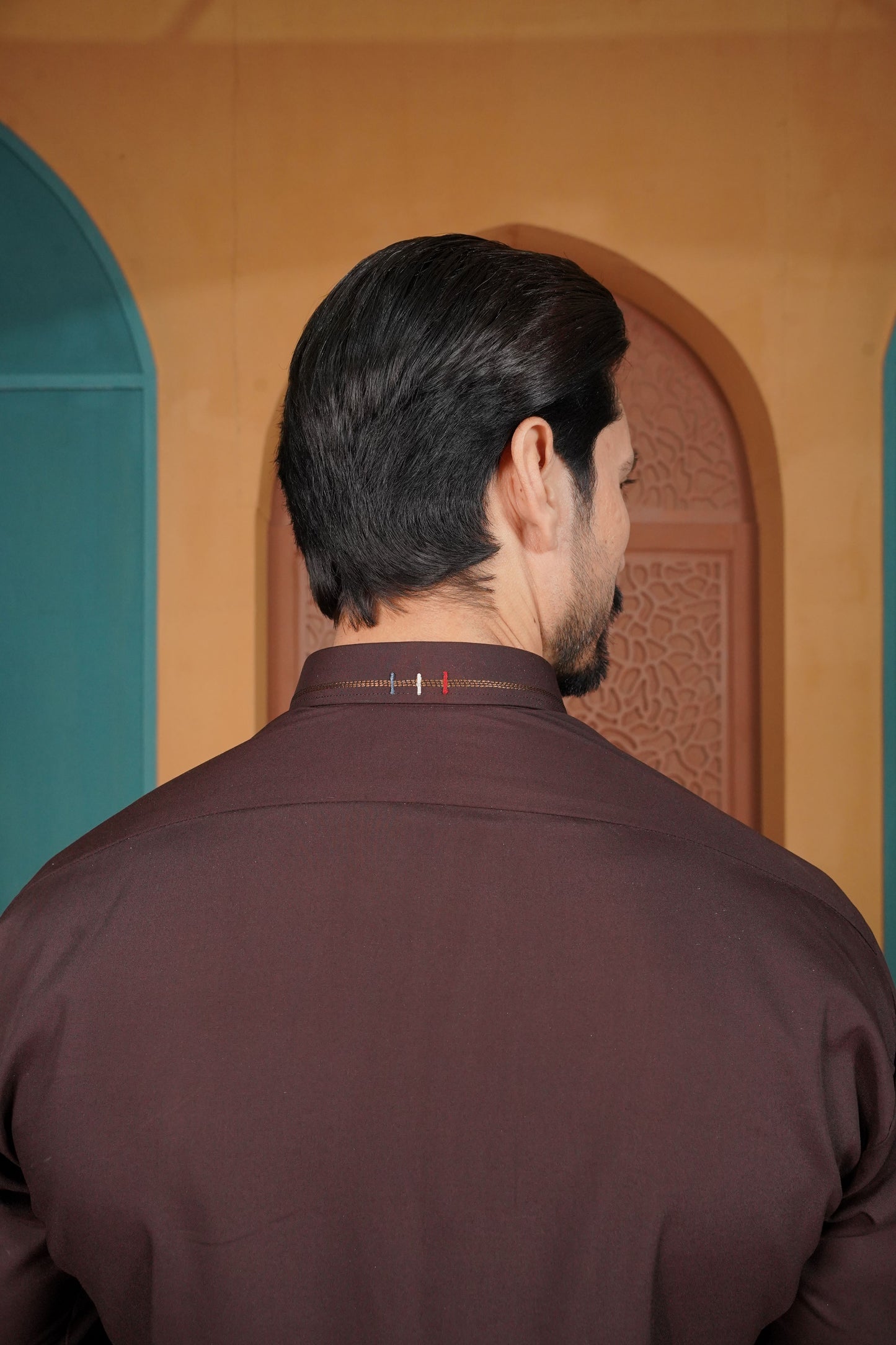 Maroon Detailing Collar Kameez Shalwar