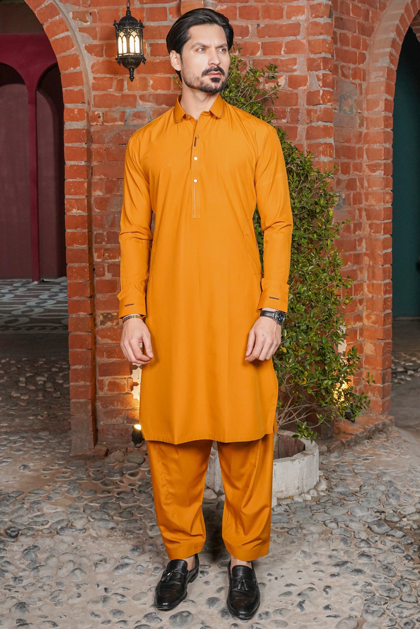 Mustard Signature Detailing Collar Kameez Shalwar