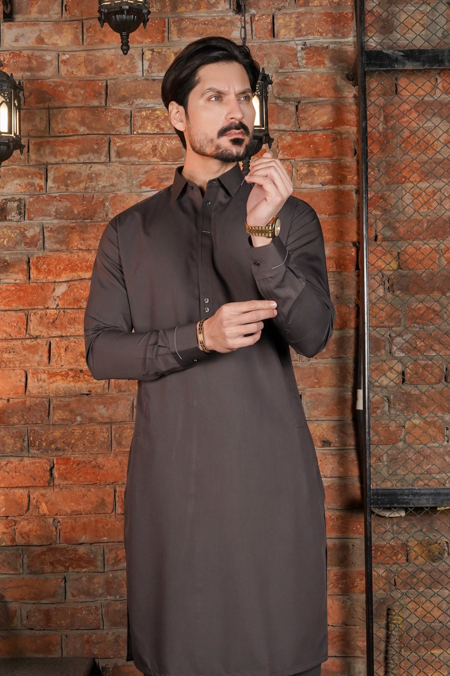 Charcoal Detailing Collar Kameez Shalwar