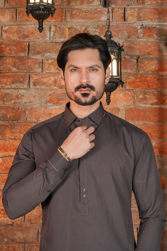 Charcoal Detailing Collar Kameez Shalwar