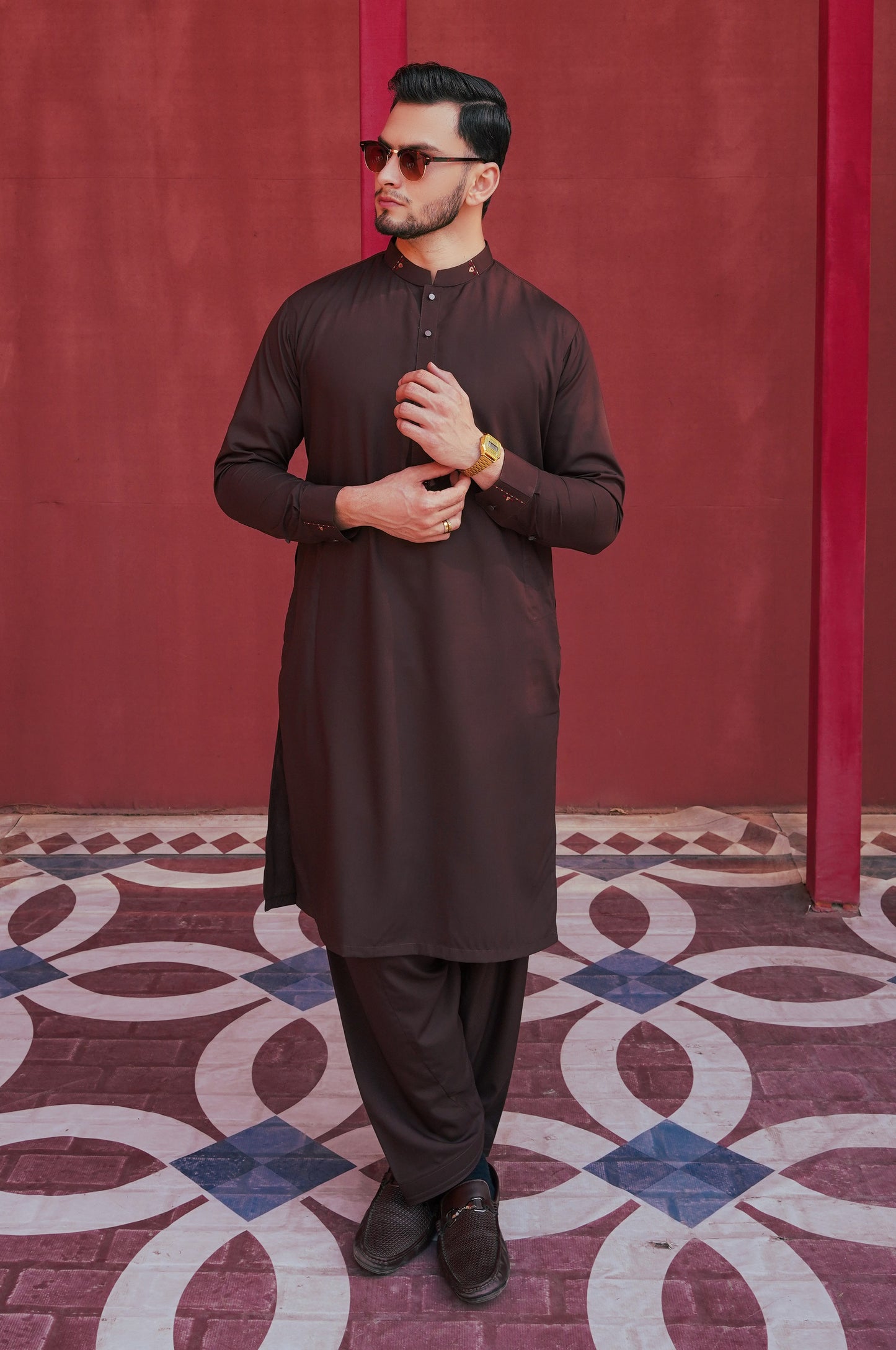 Maroon Detailing Kameez Shalwar