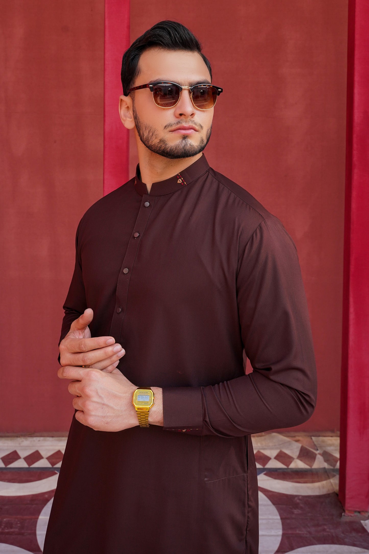 Maroon Detailing Kameez Shalwar