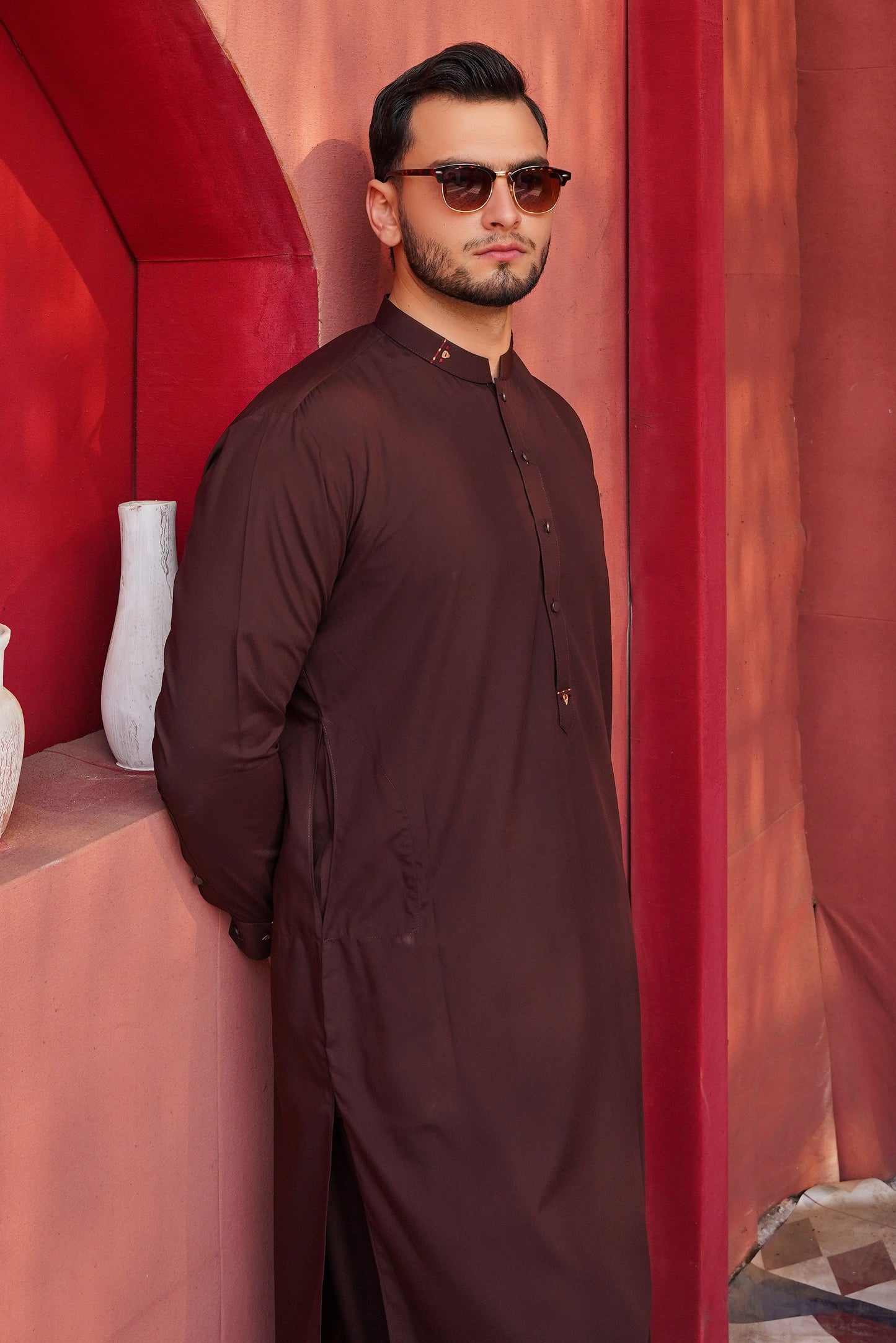 Maroon Detailing Kameez Shalwar