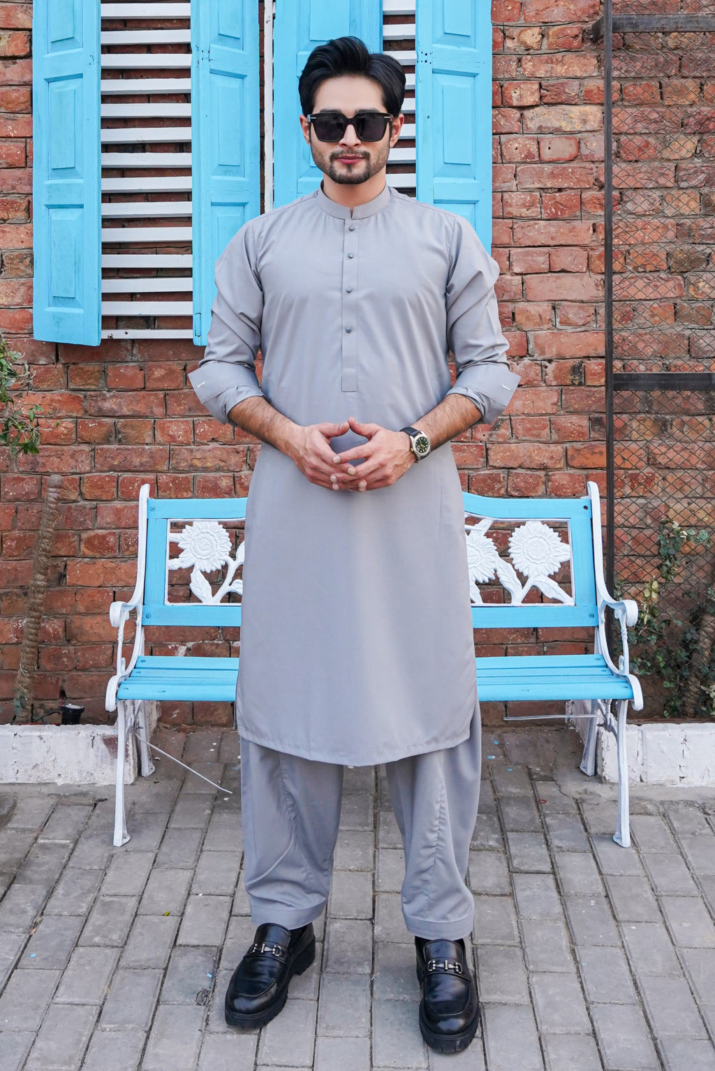 Gray Plain Kameez Shalwar