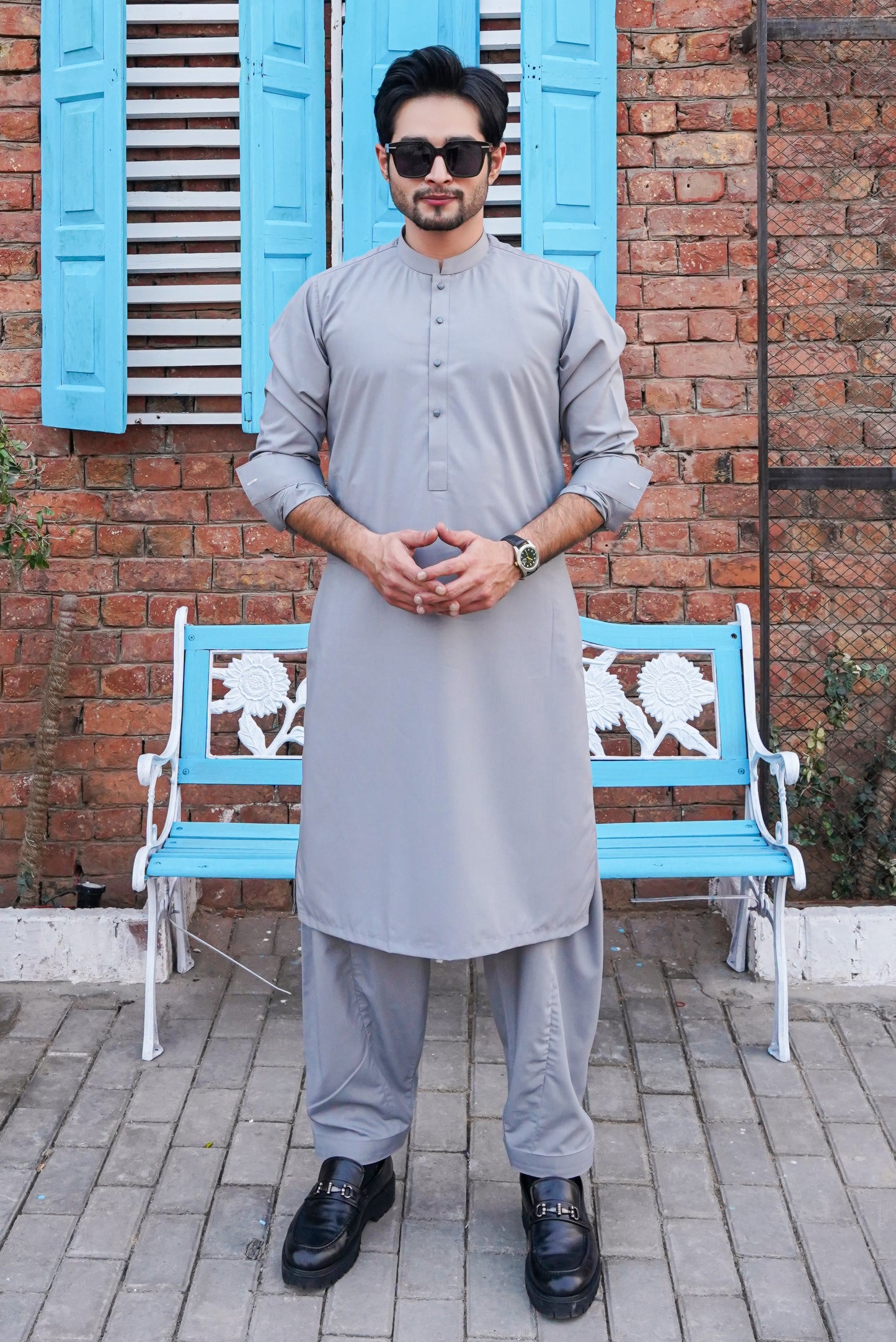 Gray Plain Kameez Shalwar