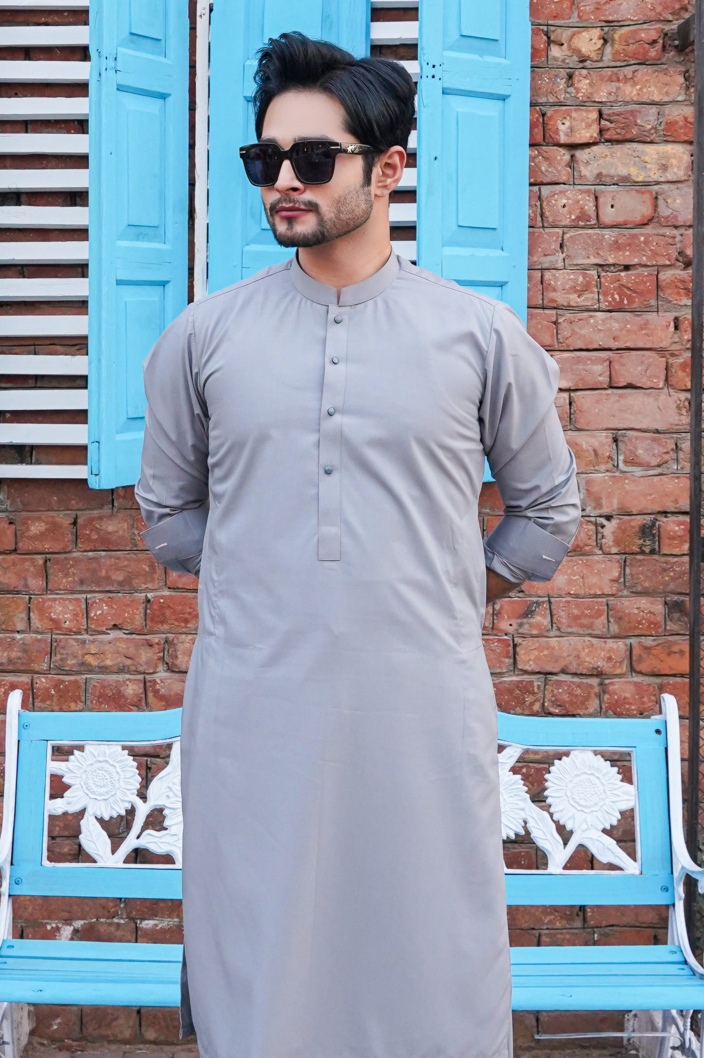 Gray Plain Kameez Shalwar