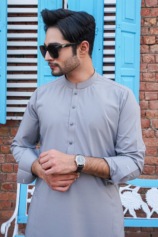 Gray Plain Kameez Shalwar