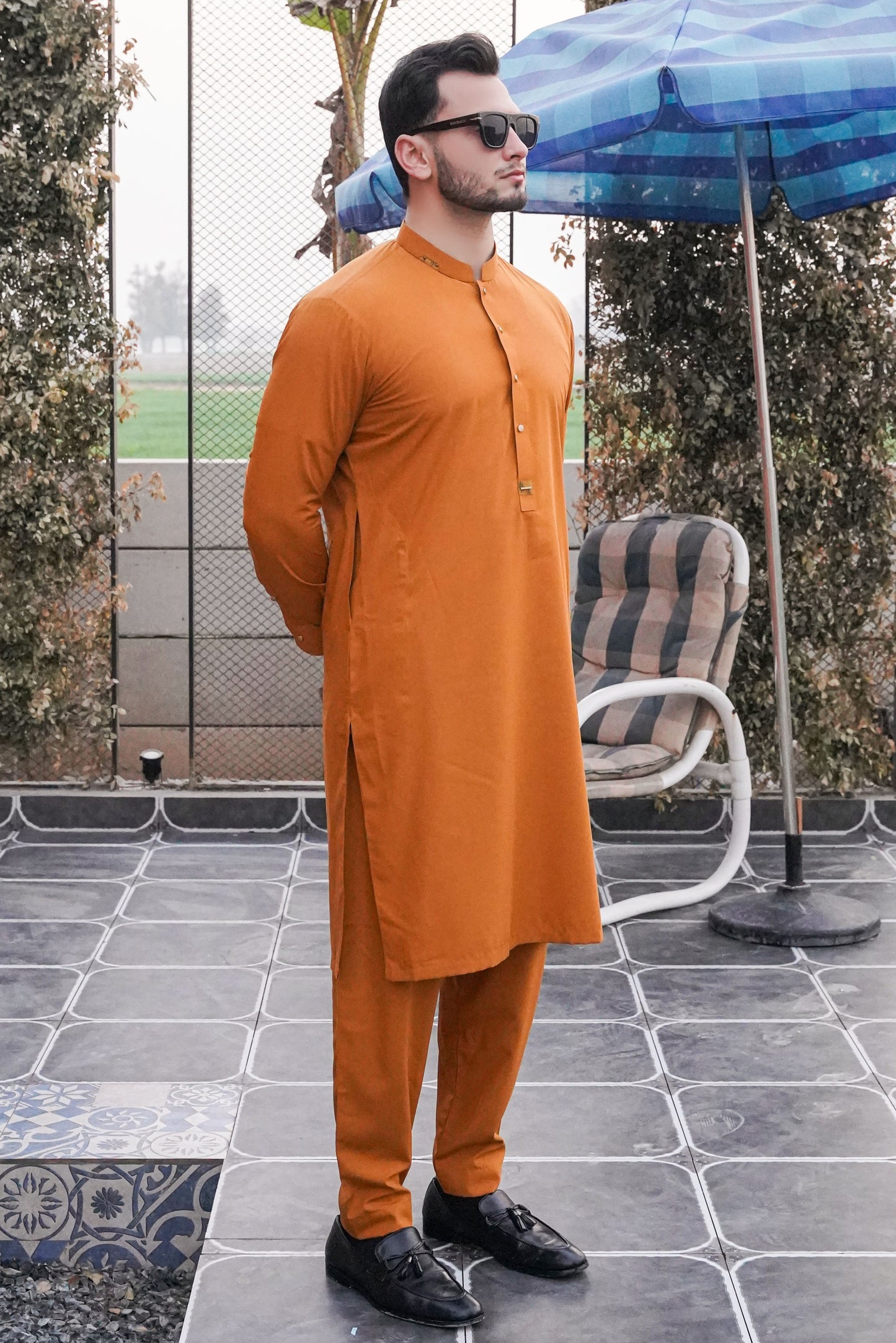 Mustard Signature Detailing Kurta Pajama