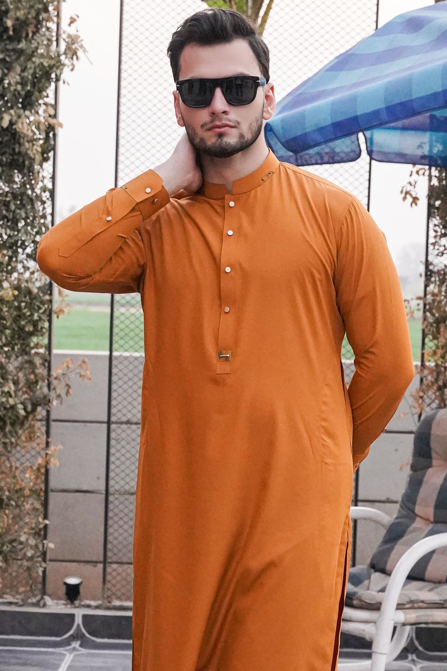 Mustard Signature Detailing Kurta Pajama