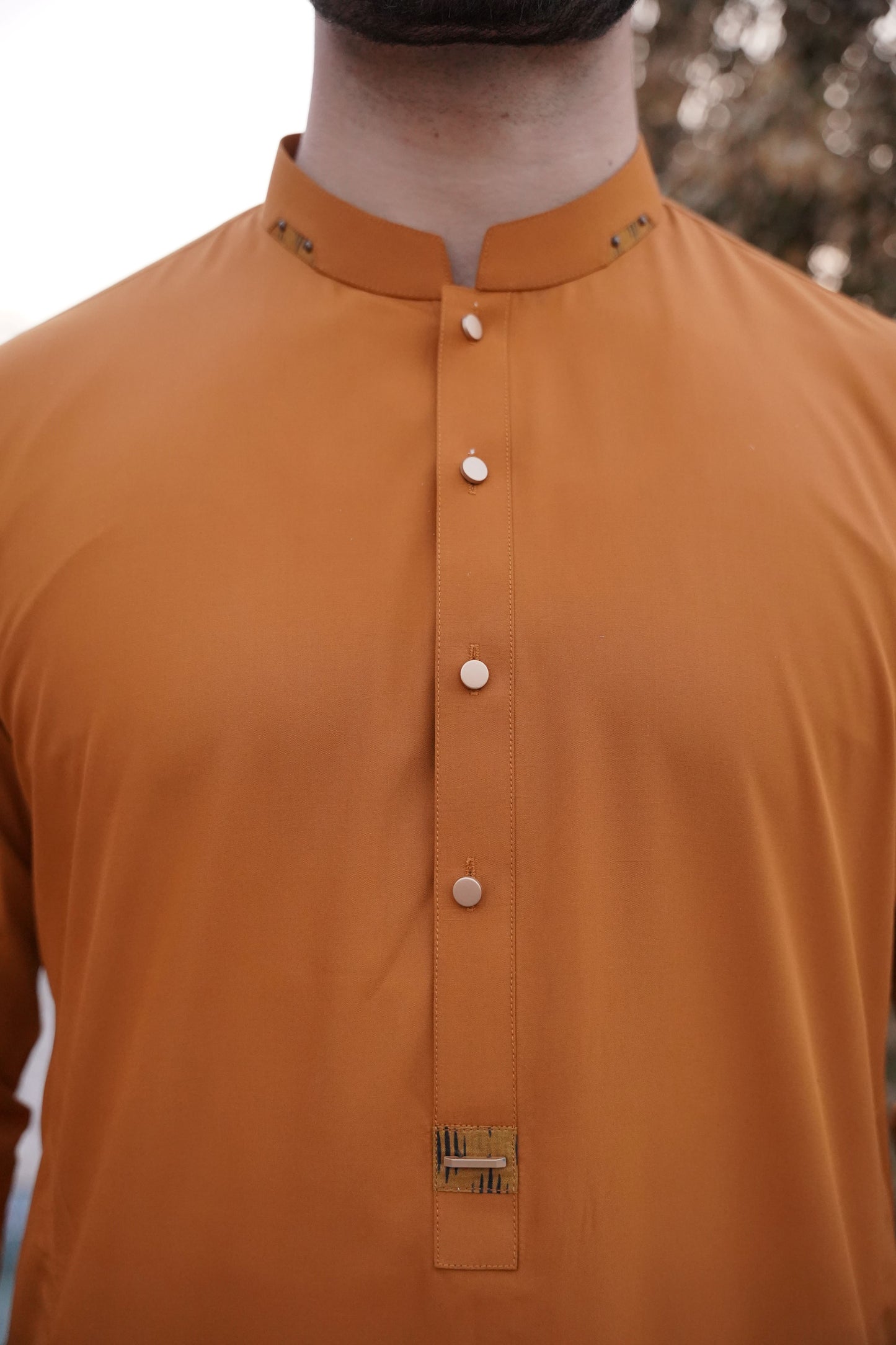 Mustard Signature Detailing Kurta Pajama