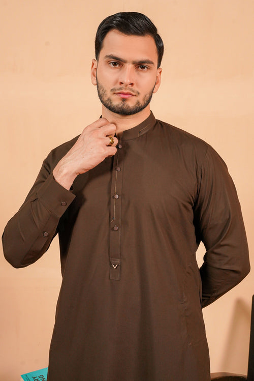 Brown Detailing Kurta Pajama - Faateh