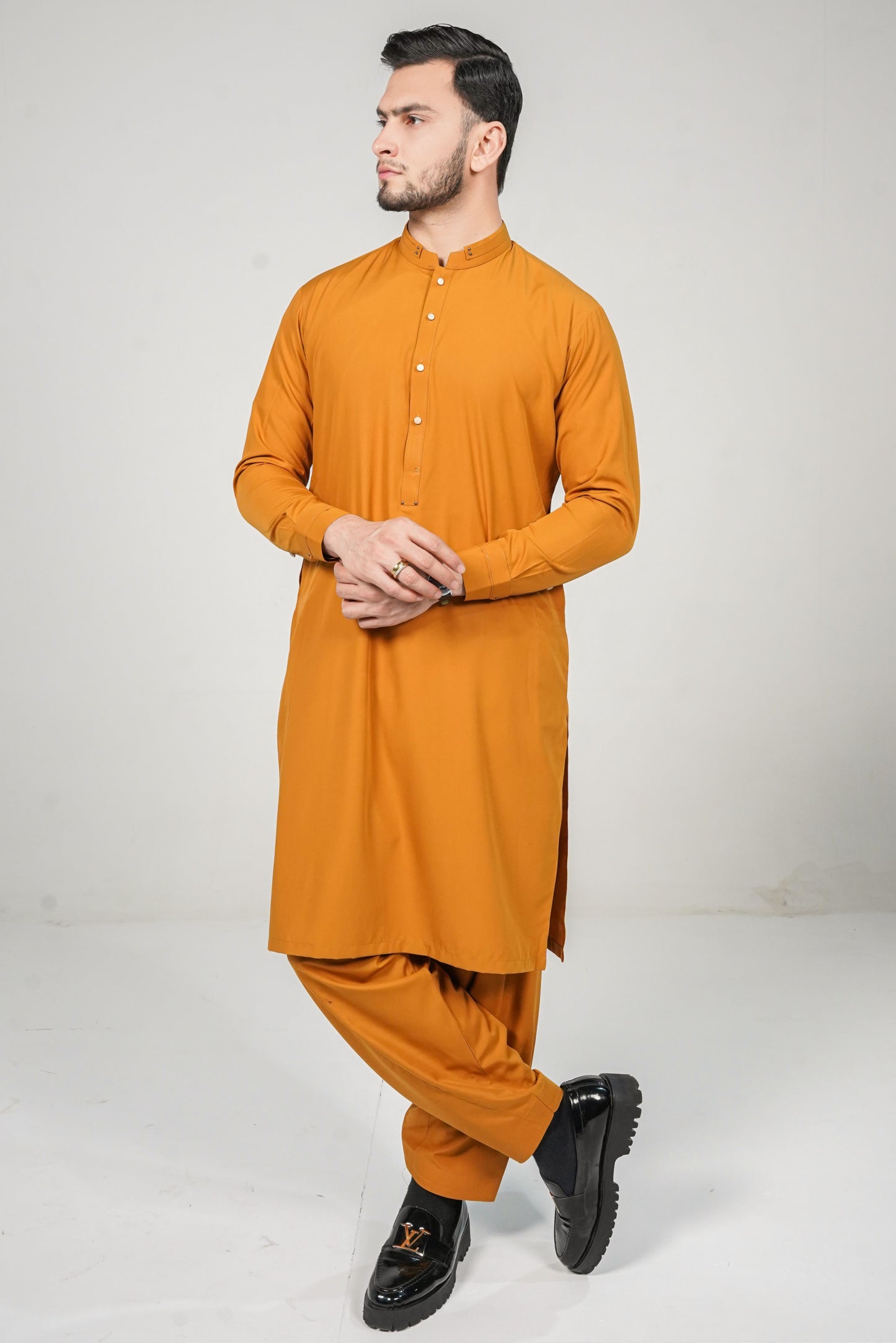 Mustard Signature Detailing Kameez Shalwar