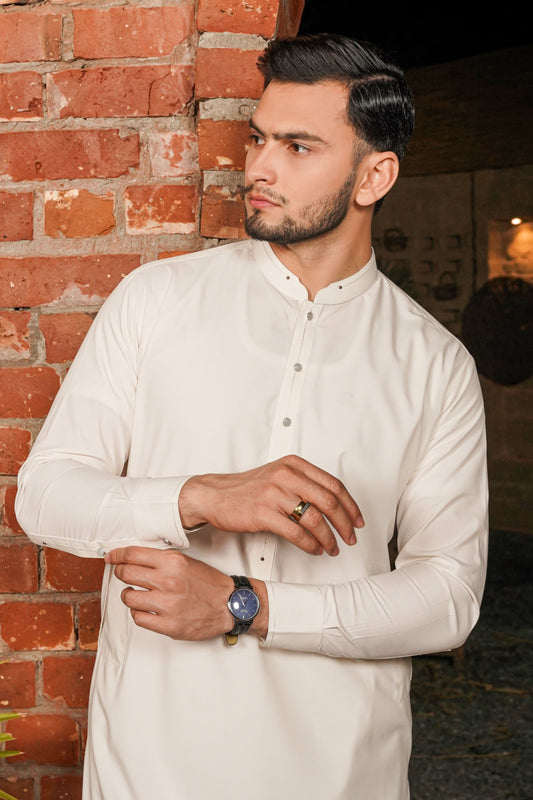 Off White Detailing Kameez Shalwar