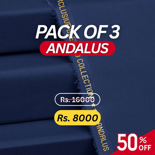Andalus bundle - any 3 wash & wear unstitched fabrics, Faateh 50% off pack