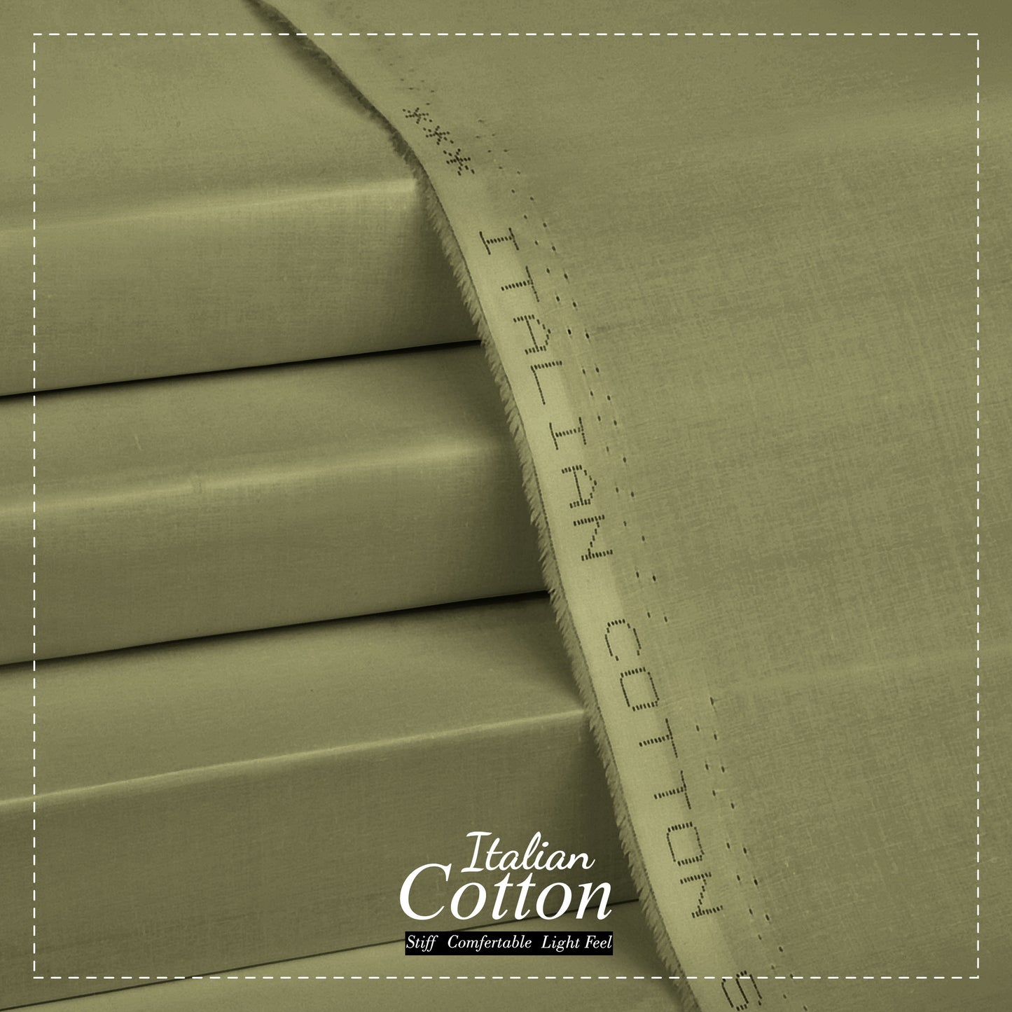 Army Green - Italian Cotton - Semi Stiff