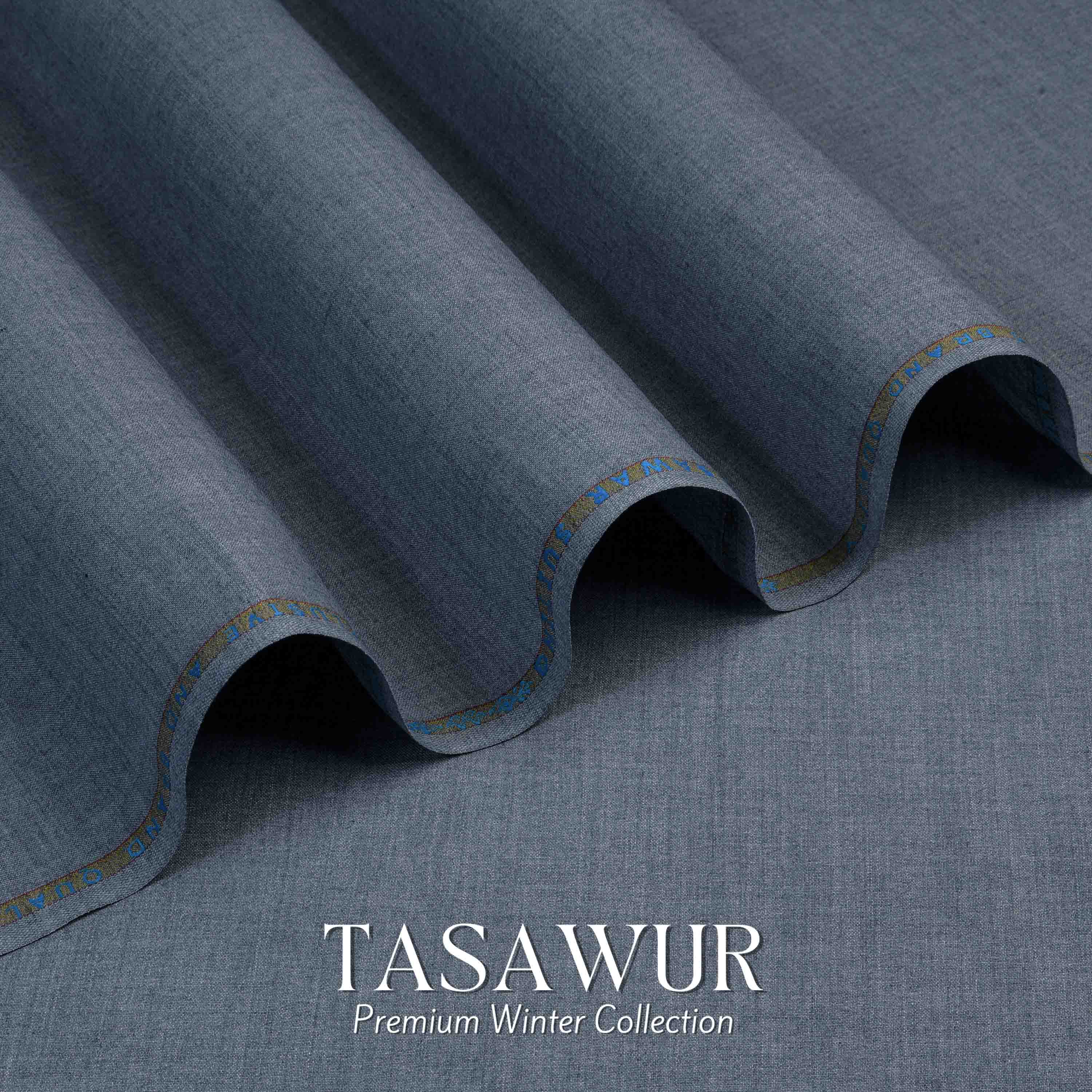 Tasawur Suiting - Premium Winter Fabric - Blue Gray