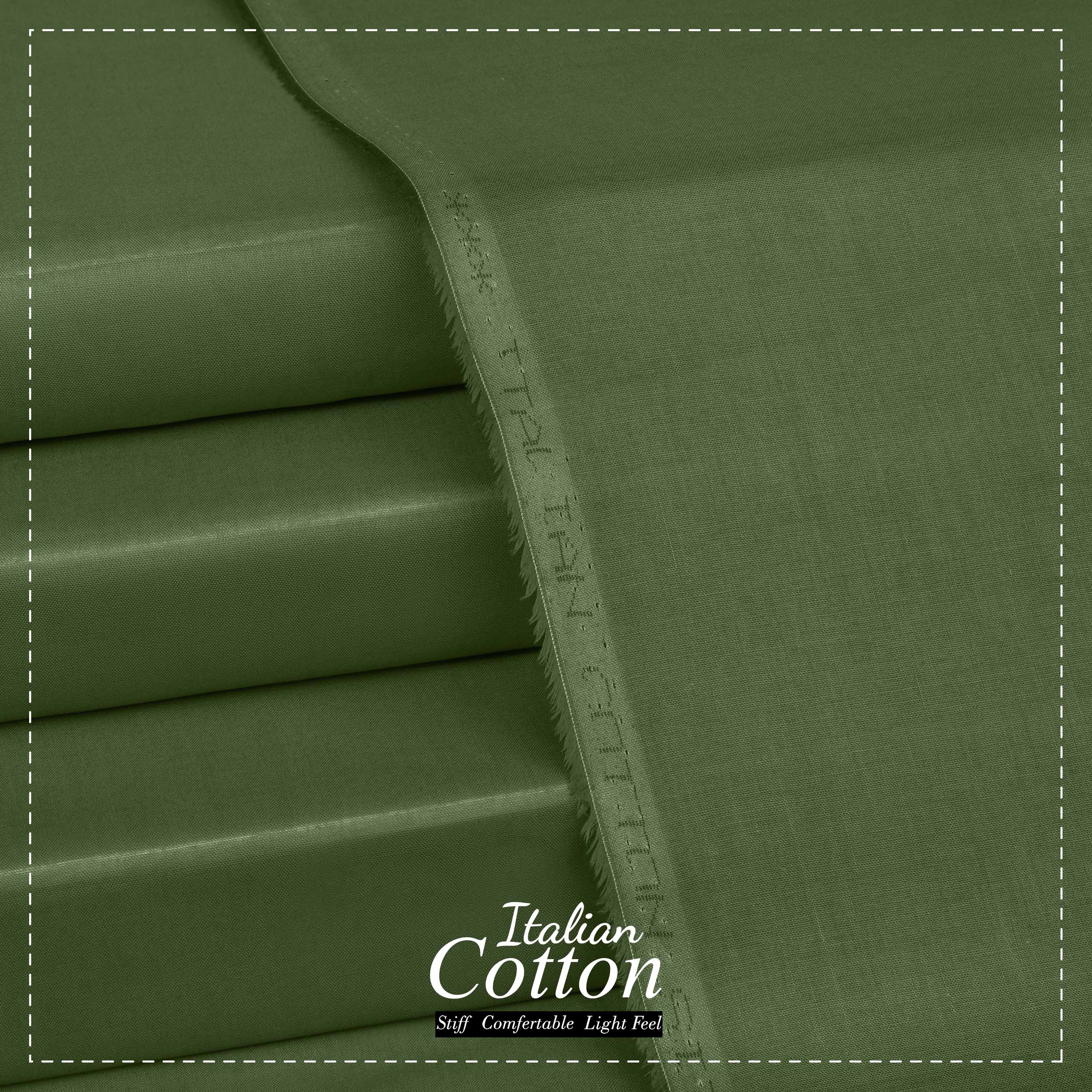 Olive Green - Italian Cotton - Semi Stiff
