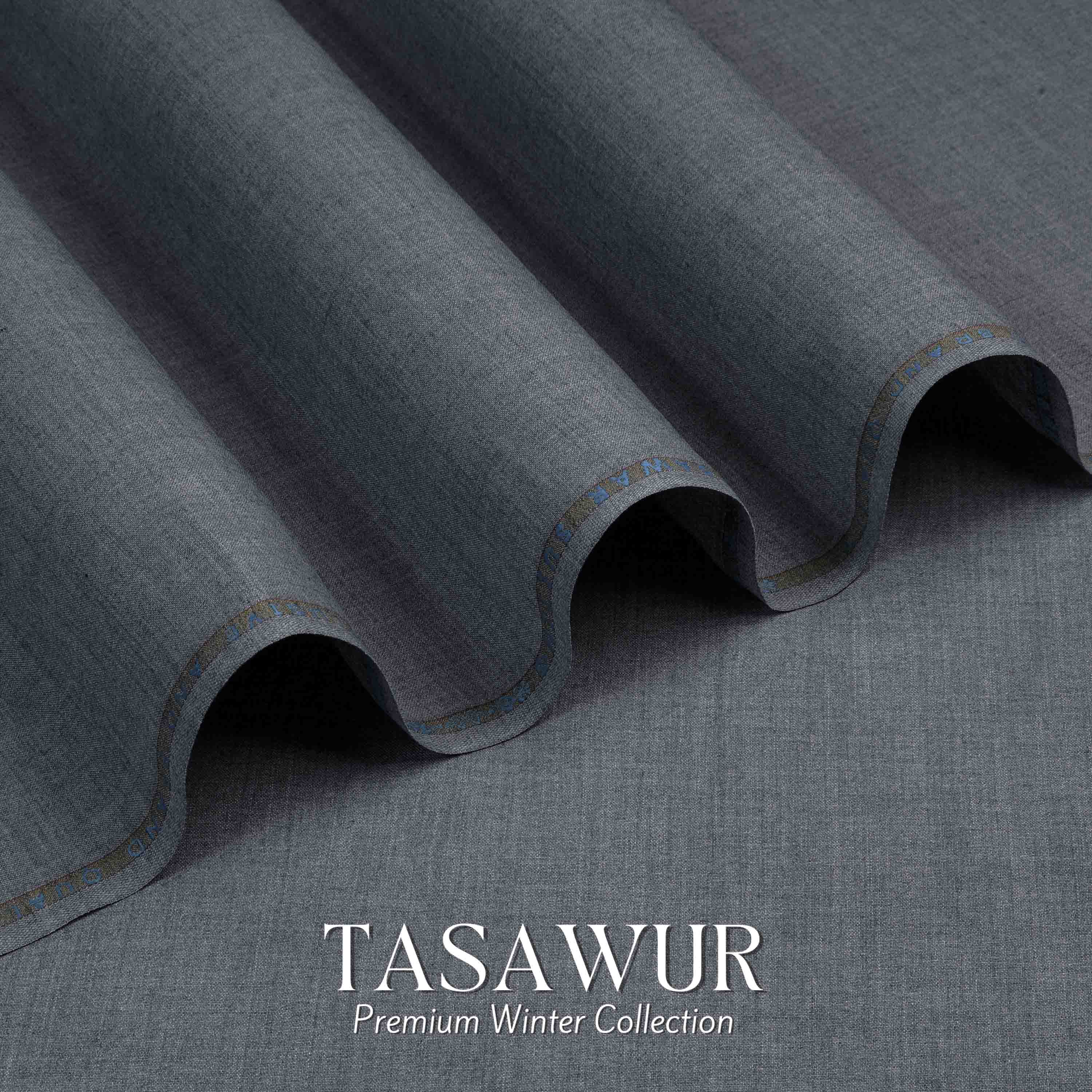 Tasawur Suiting - Premium Winter Fabric - Silver
