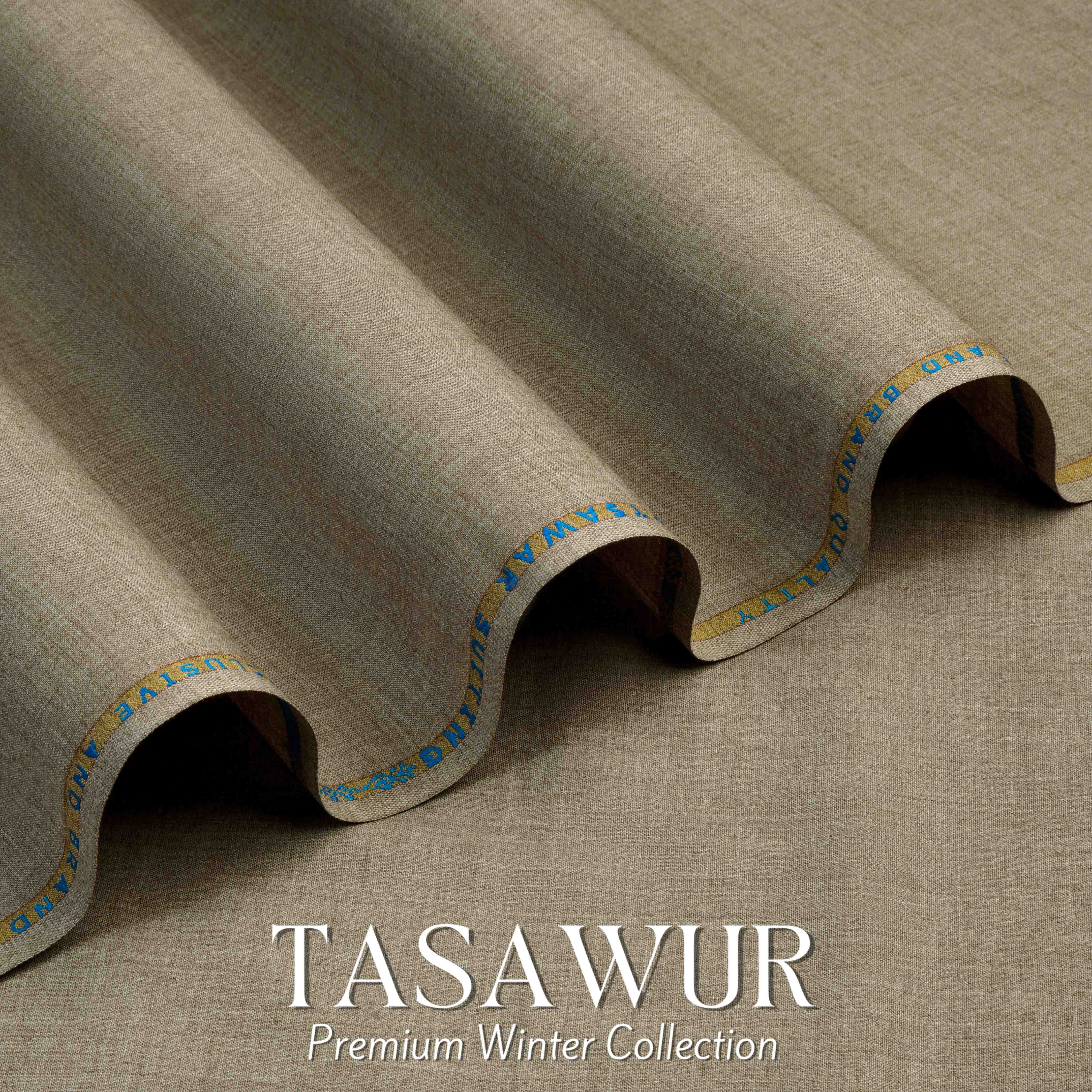 Tasawur Suiting - Premium Winter Fabric - Tan