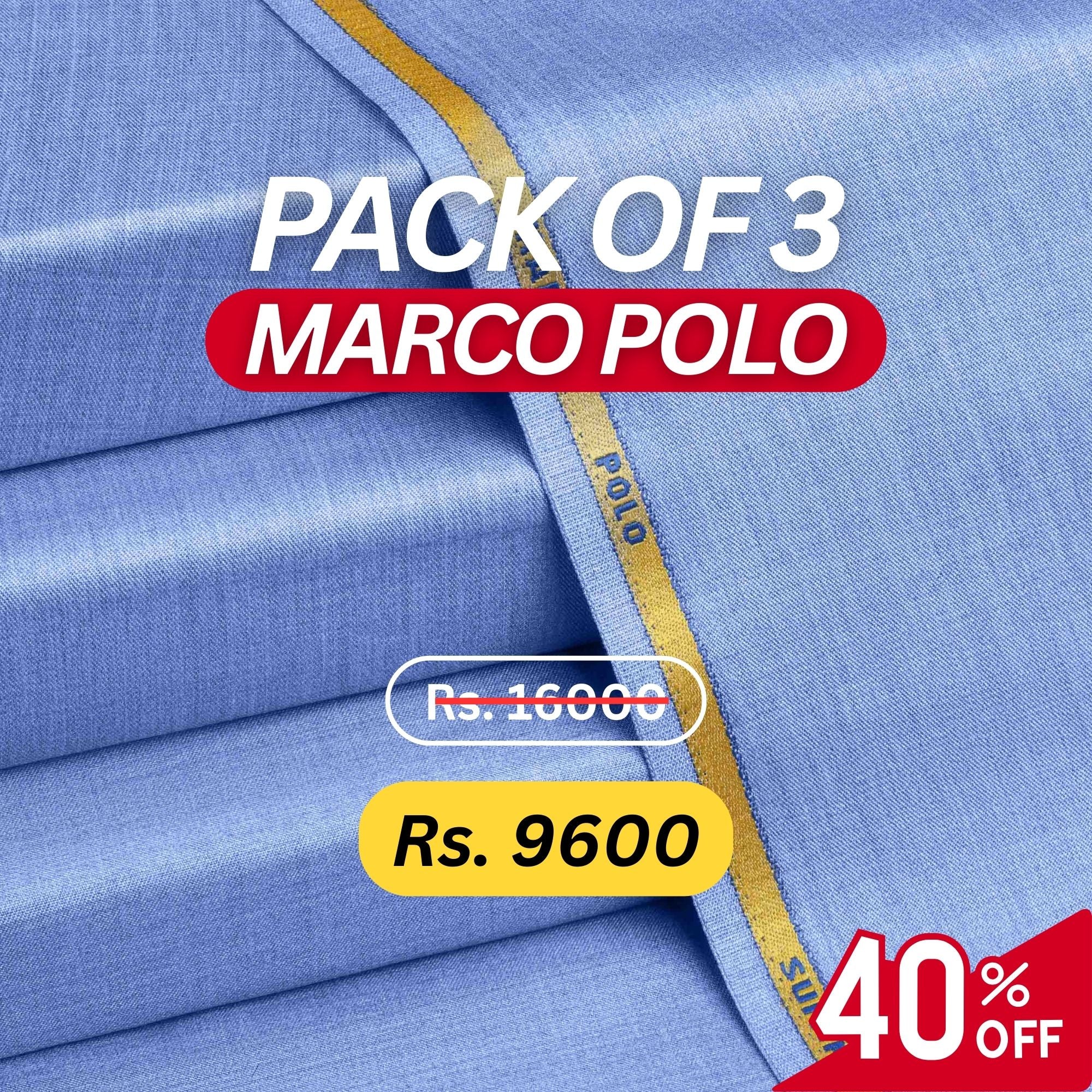 Bundle Pack of Any 3 Marco Polo Suiting (Flat 40% Off)