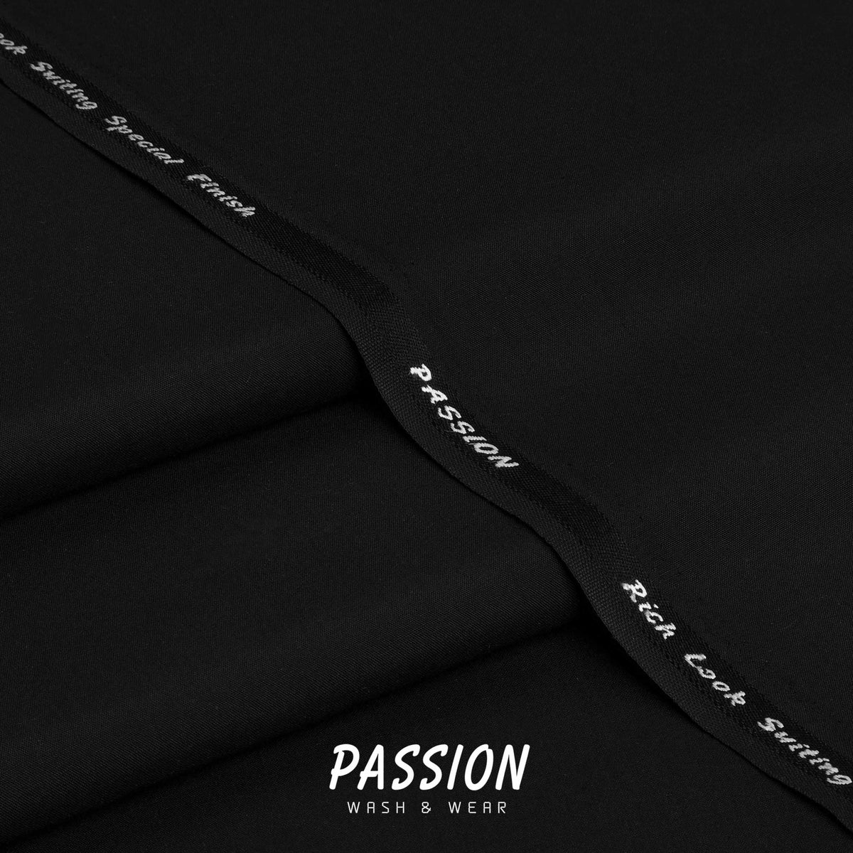 Black Passion wash & wear unstitched fabric, 4 metres – Faateh