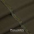 Army Green Pull Man self-textured wash & wear unstitched fabric, 4 metres – Faateh