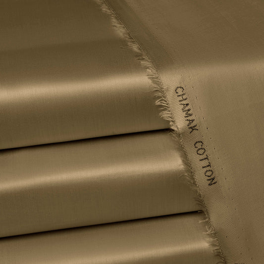 Coffee Gold - Chamak Cotton Satin - Semi Stiff