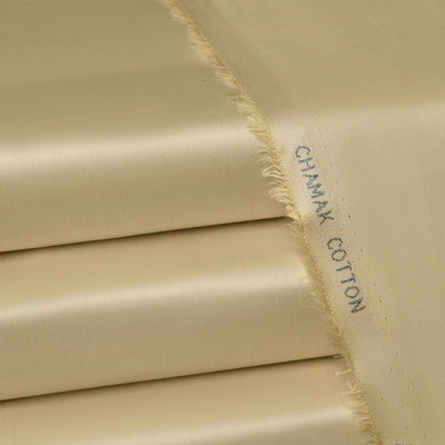 Almond - Chamak Cotton Satin - Semi Stiff