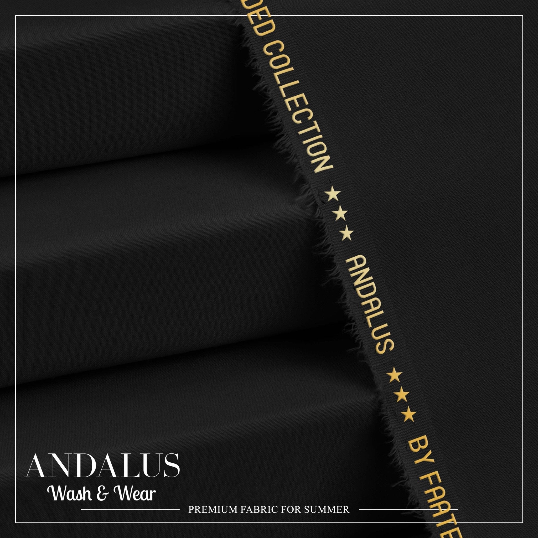Black - Andalus - Wash & Wear Fabric - Faateh Store