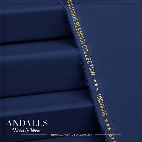 Blue - Andalus - Wash & Wear Fabric - Faateh Store