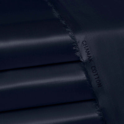 Blue - Chamak Cotton Satin - Semi Stiff