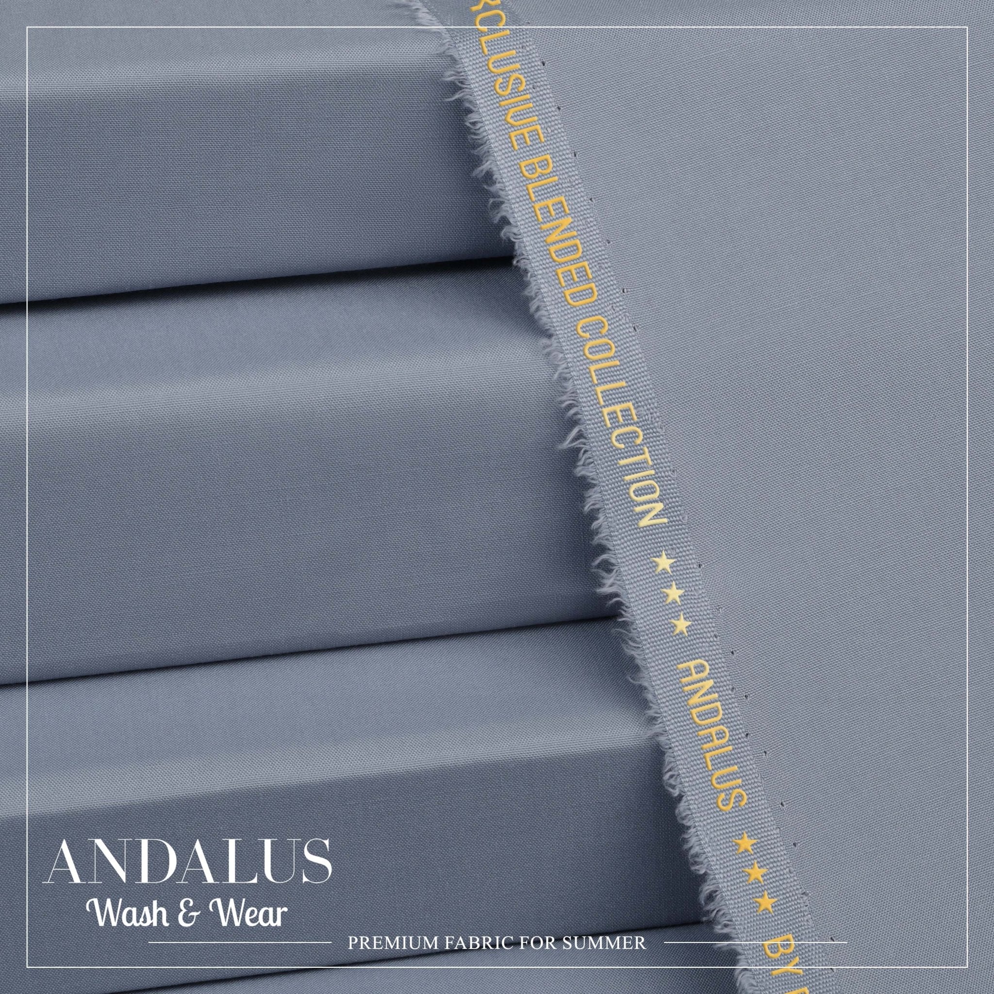 Bluish Gray - Andalus - Wash & Wear Fabric - Faateh Store