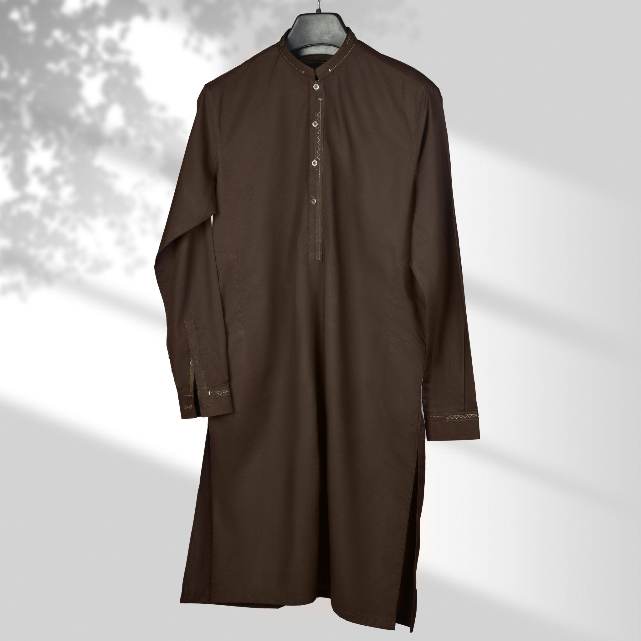 Designer - Brown Blended Kameez Shalwar - Faateh Store