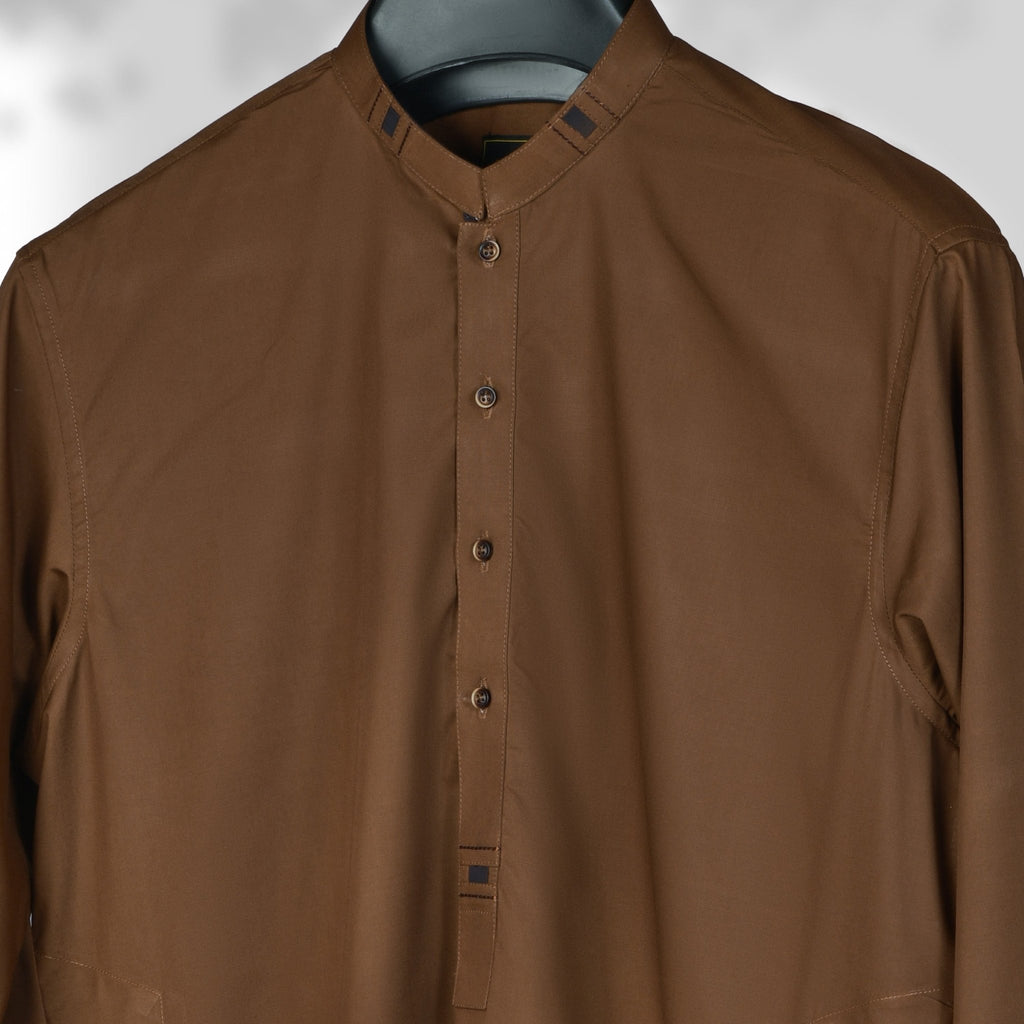 Designer - Camel Blended Kameez Shalwar - Faateh Store