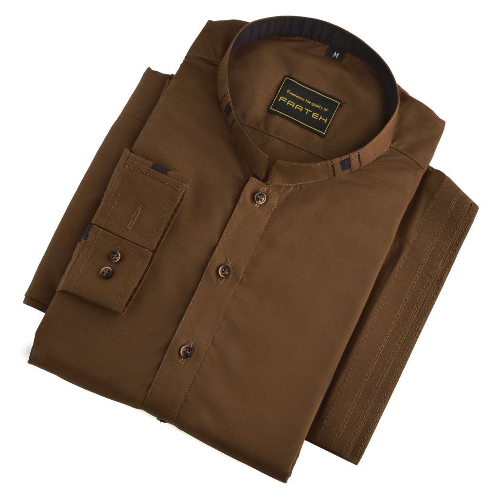 Designer - Camel Blended Kameez Shalwar - Faateh Store