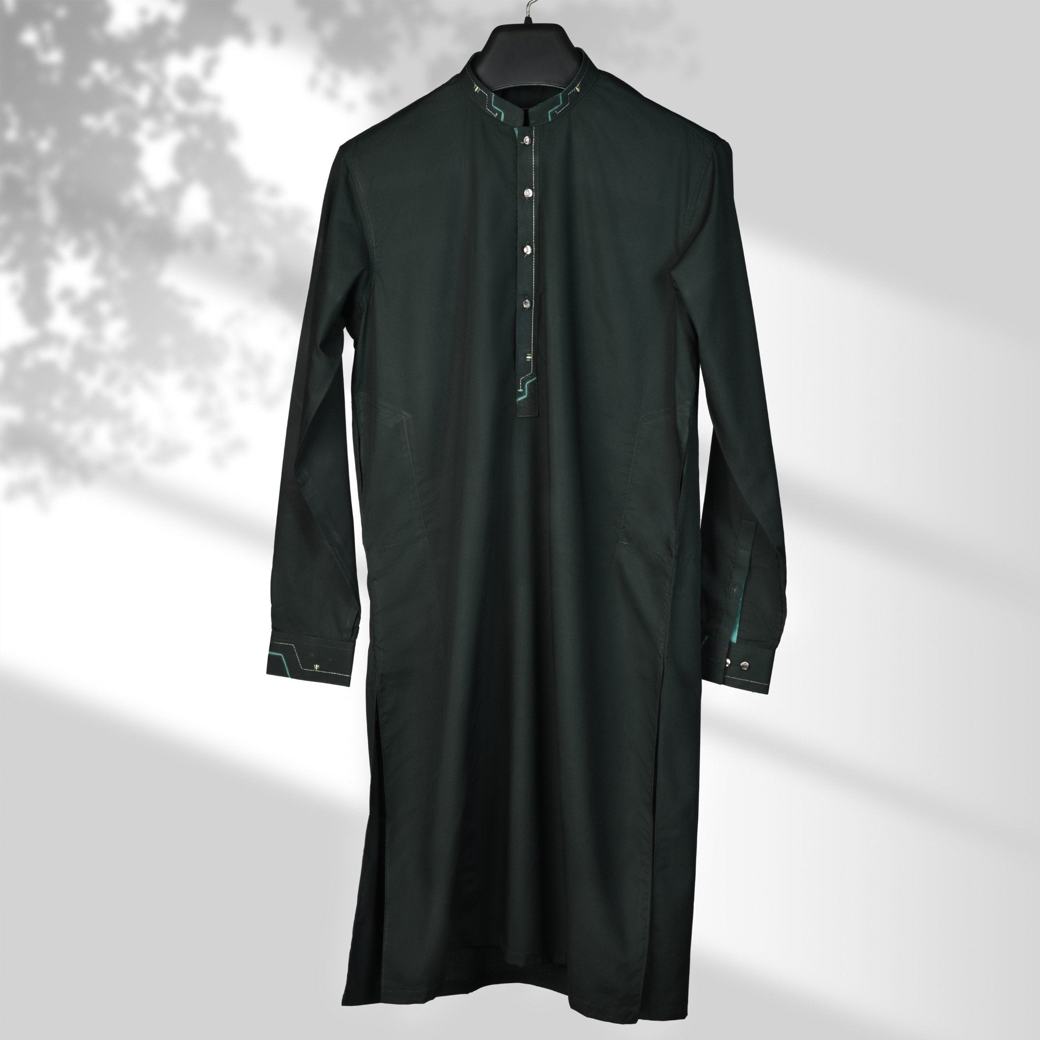 Designer - Dark Green Blended Kameez Shalwar - Faateh Store