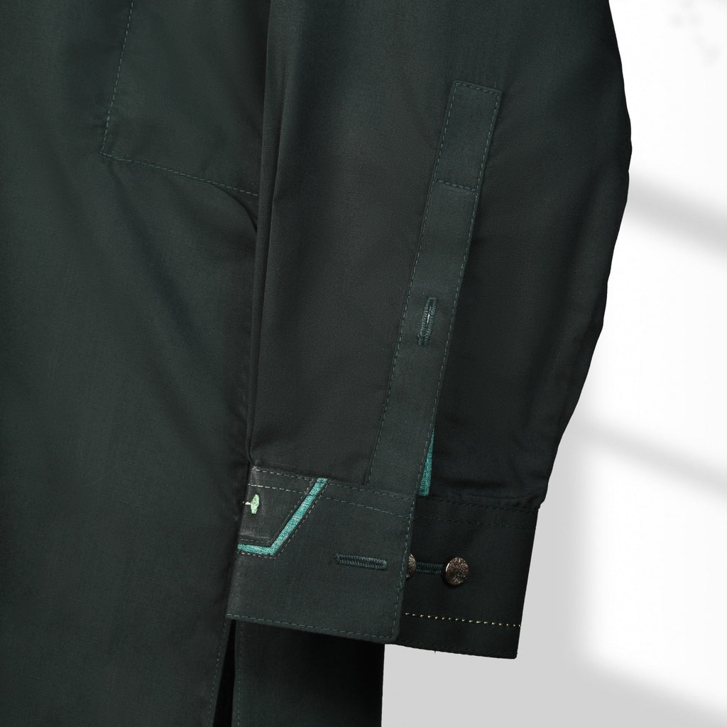 Designer - Dark Green Blended Kameez Shalwar - Faateh Store