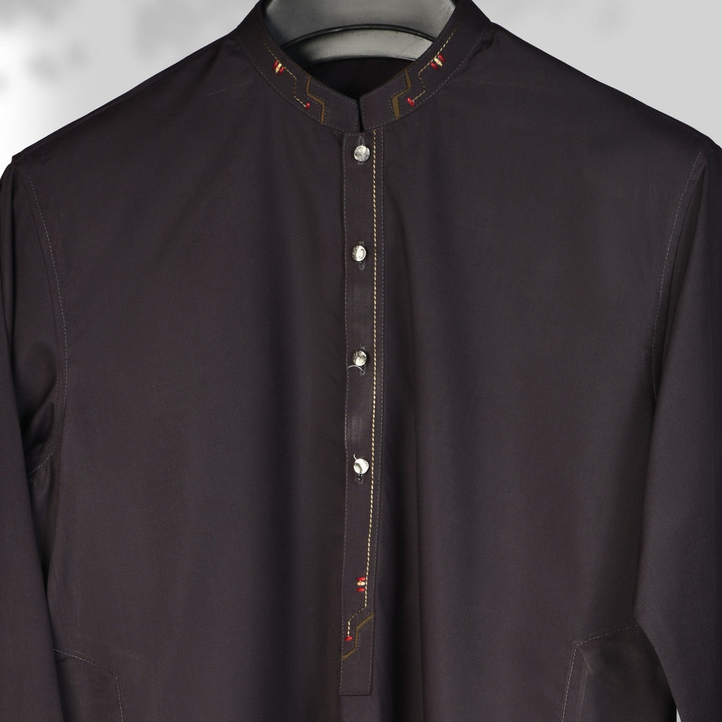 Designer -Maroon Blended Kameez Shalwar - Faateh Store